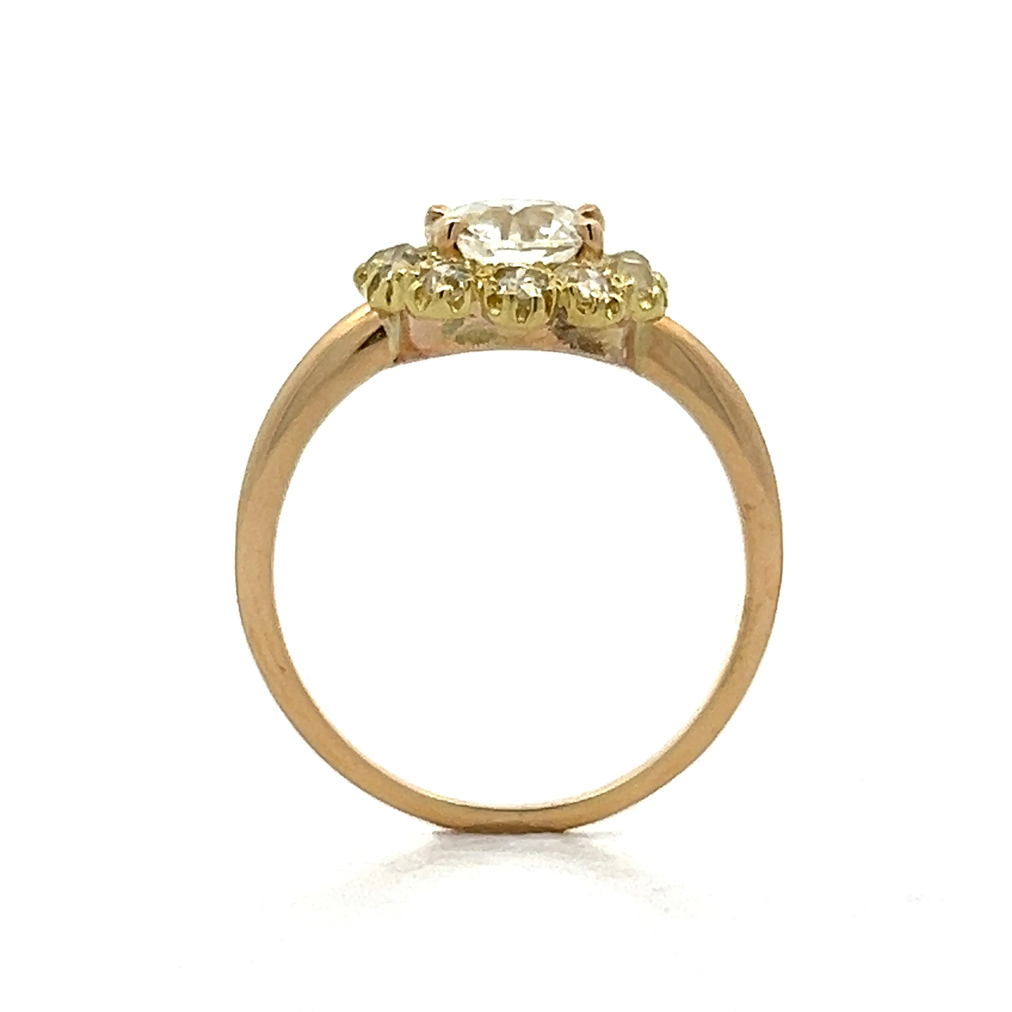 1.00 Halo European Diamond Engagement Ring in 14k - Image 4