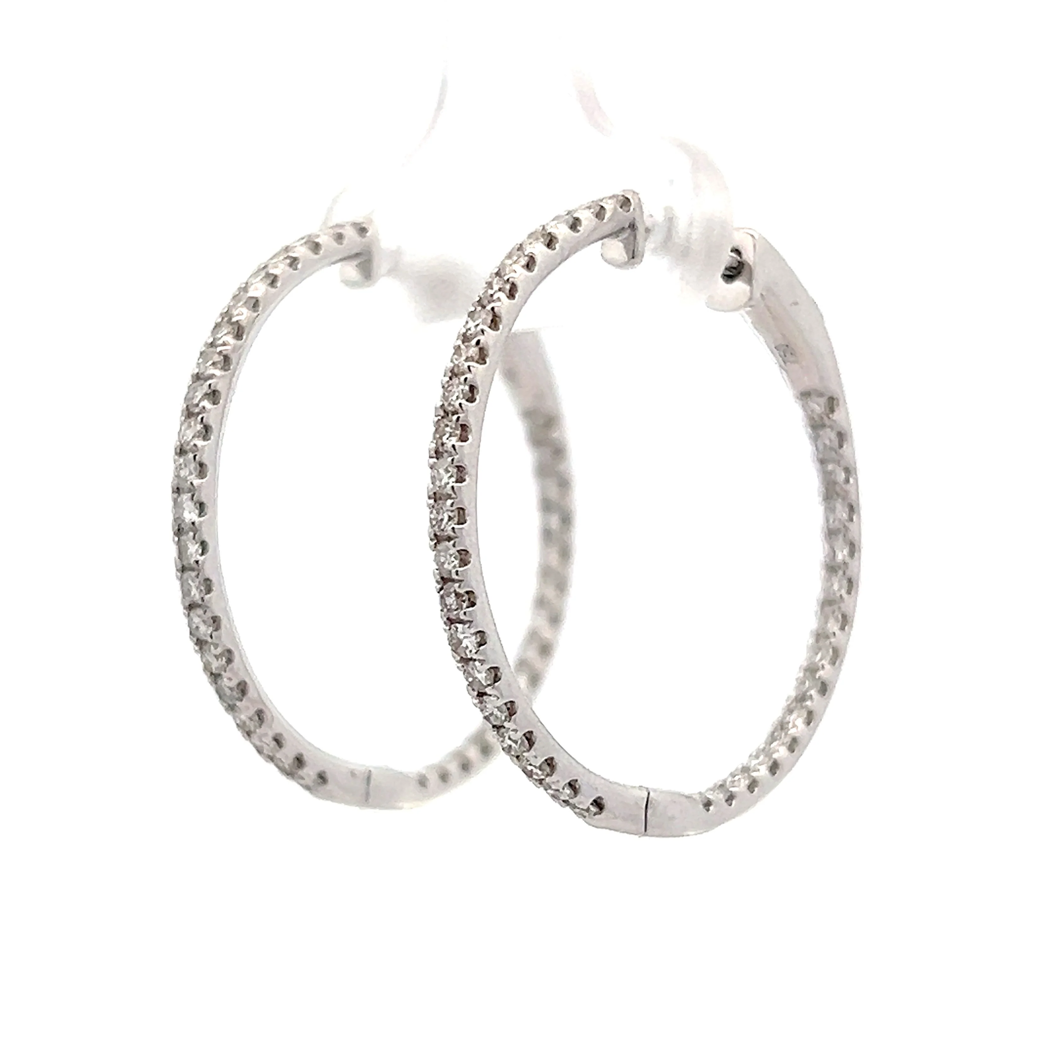 1.00 Inside-Out Diamond Hoop Earrings in 18k - Image 2