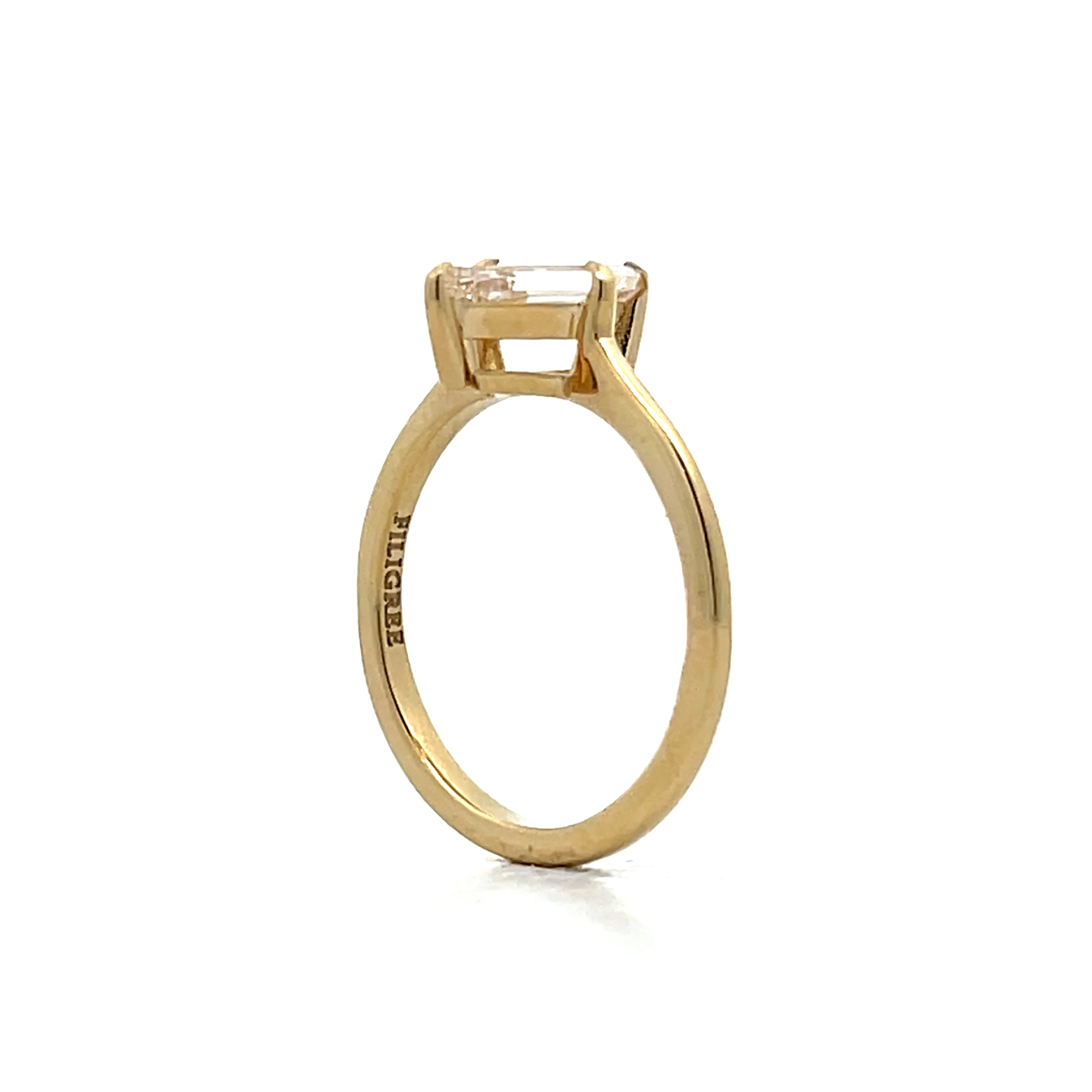 1.00 Lozenge Cut Diamond Engagement Ring in 14k - Image 4