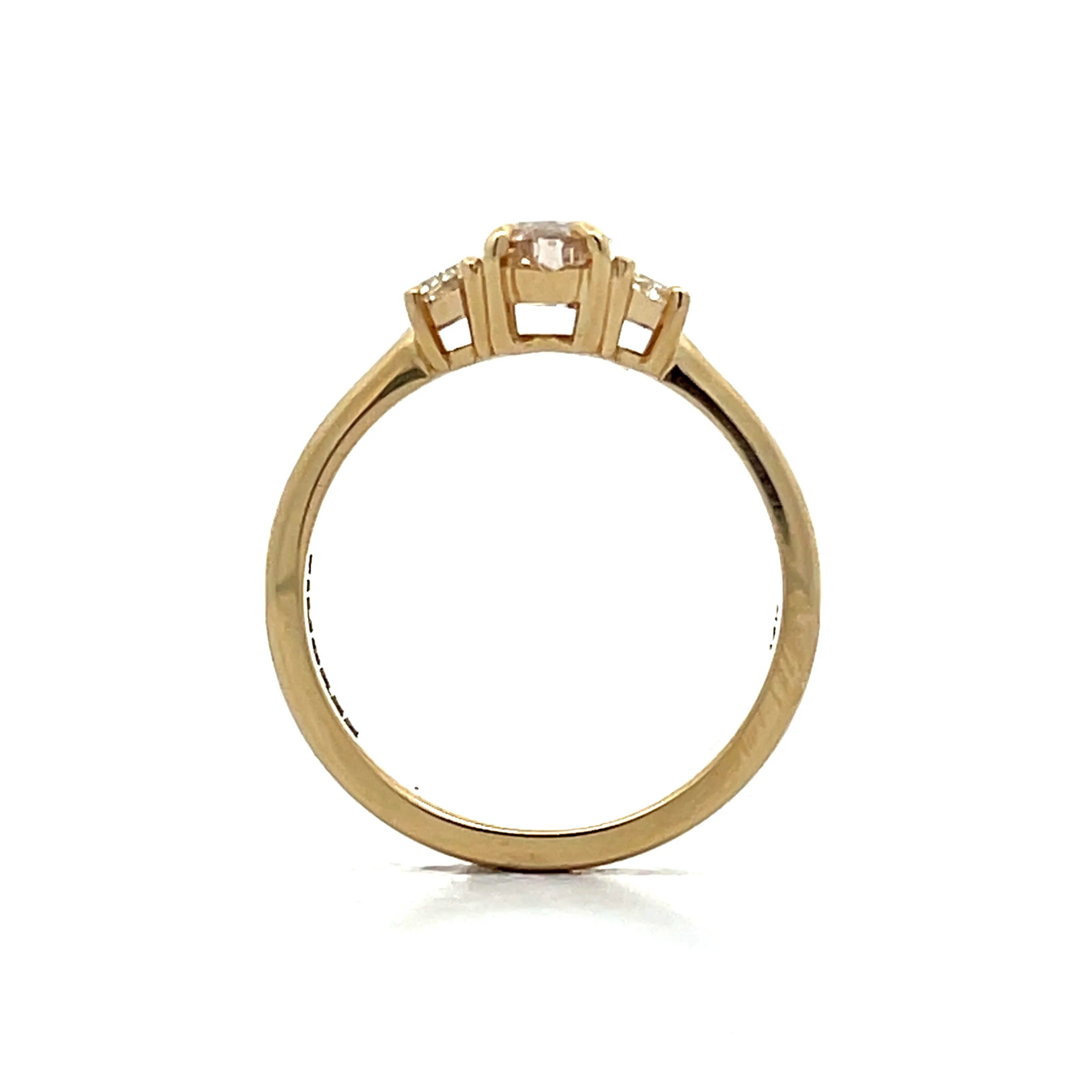 1.00 Oval Diamond Three Stone Engagement Ring in 14k - Image 4