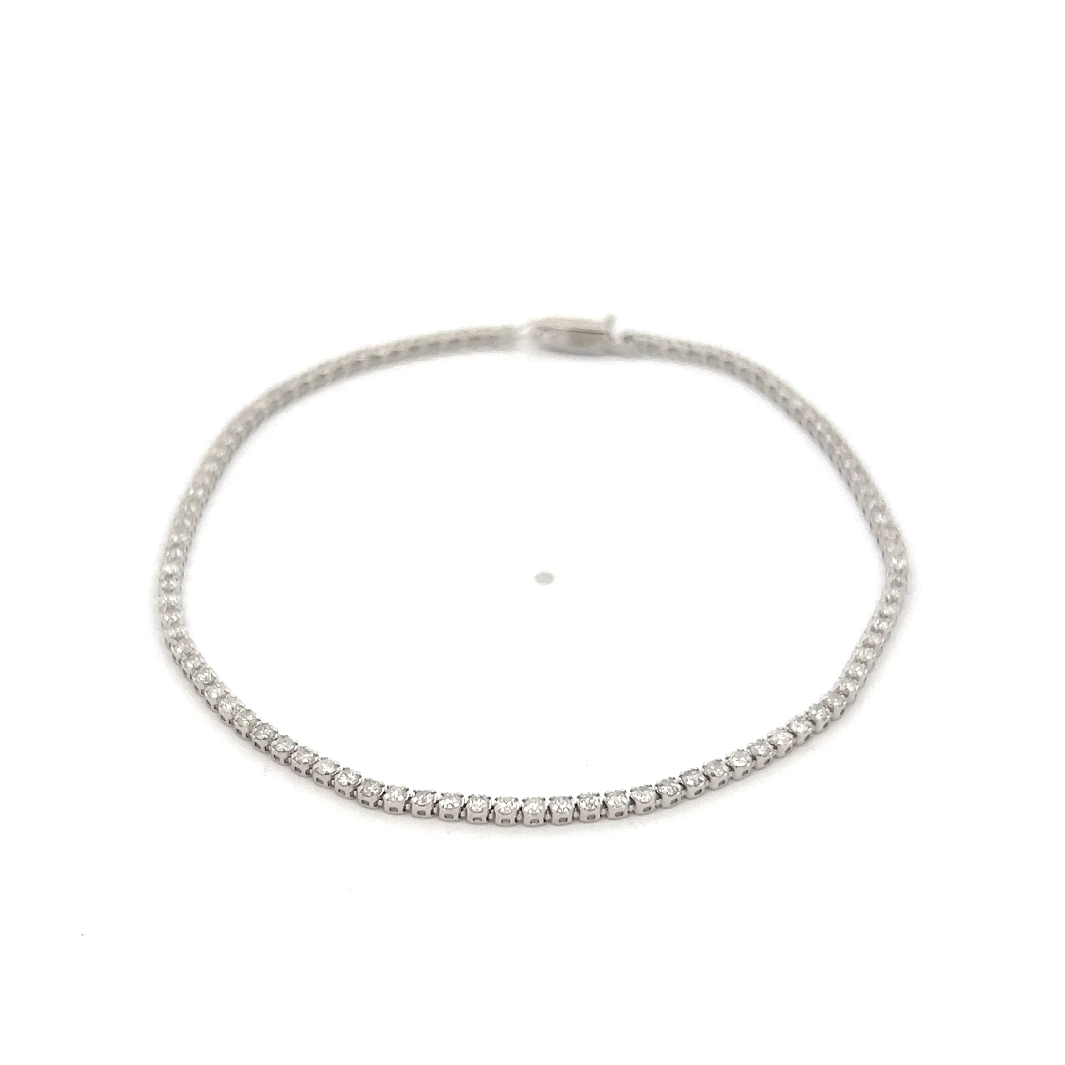 1.00 Round Brilliant Diamond Bracelet in 14k White Gold