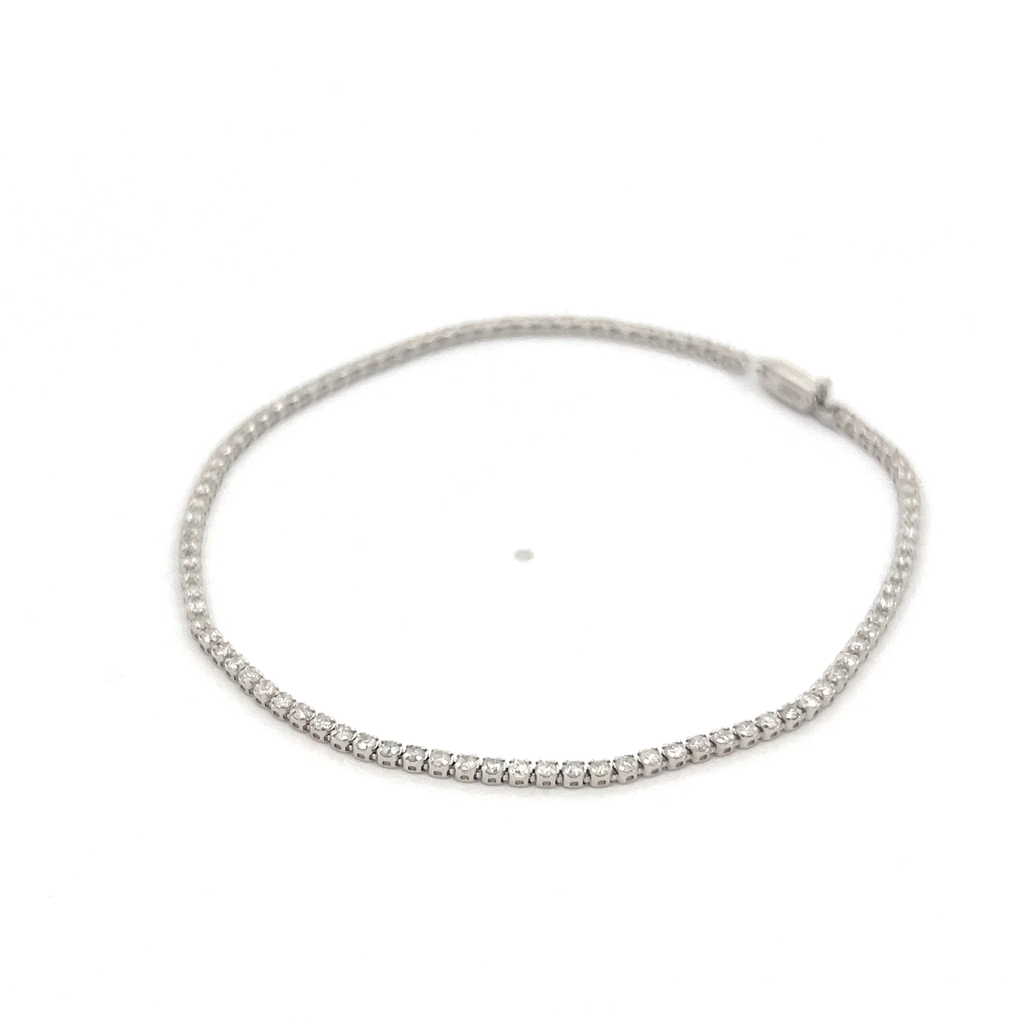 1.00 Round Brilliant Diamond Bracelet in 14k White Gold - Image 2