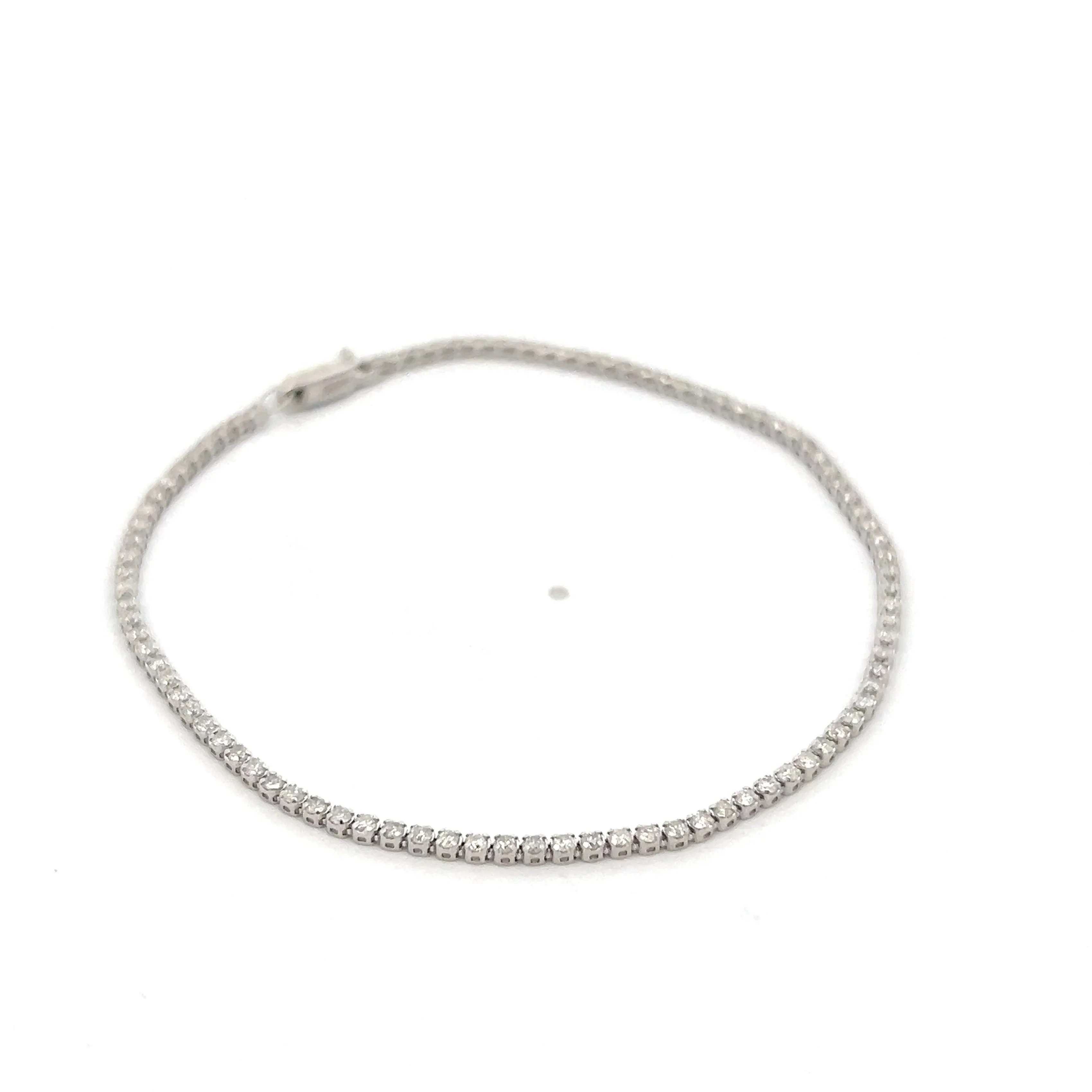 1.00 Round Brilliant Diamond Bracelet in 14k White Gold - Image 3