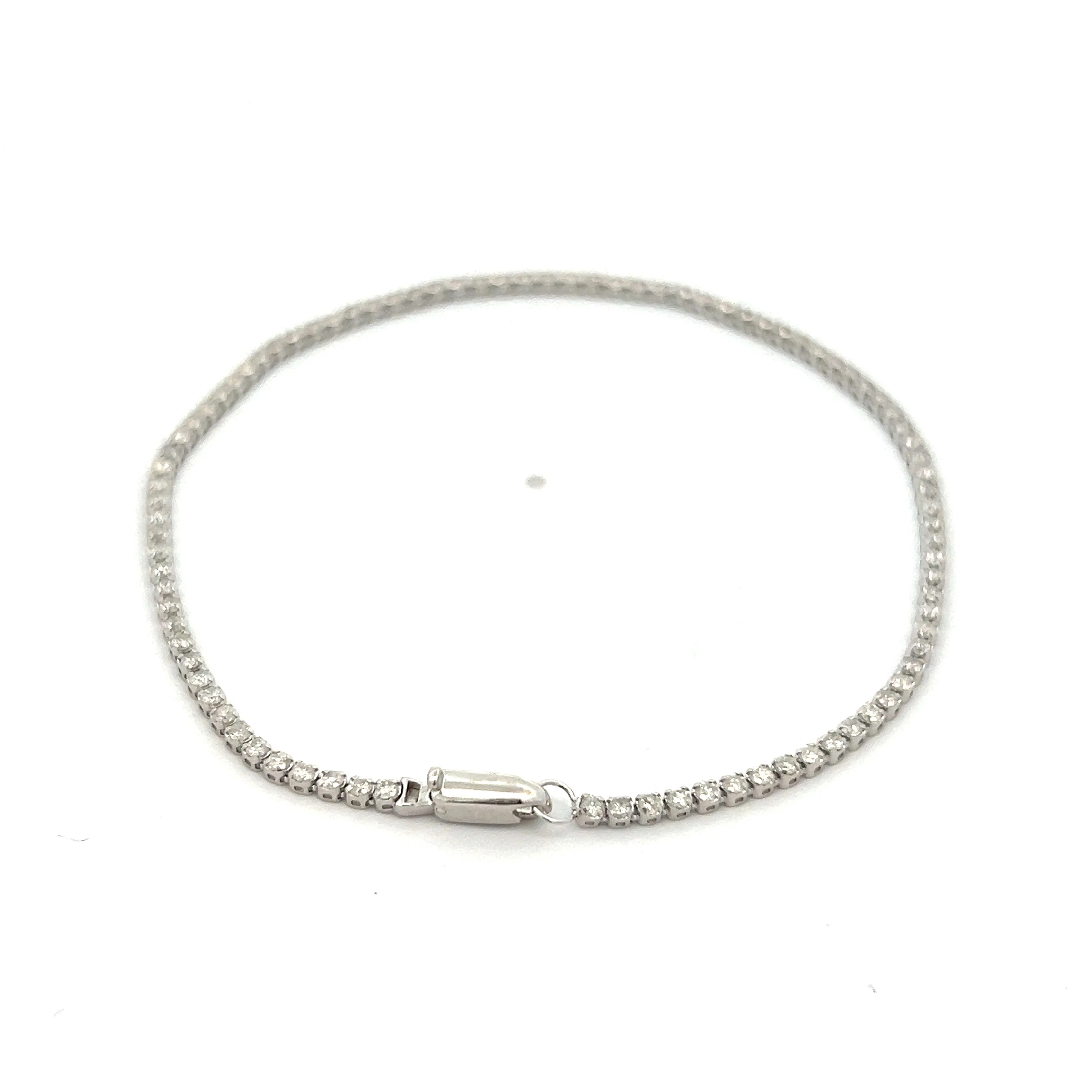 1.00 Round Brilliant Diamond Bracelet in 14k White Gold - Image 4