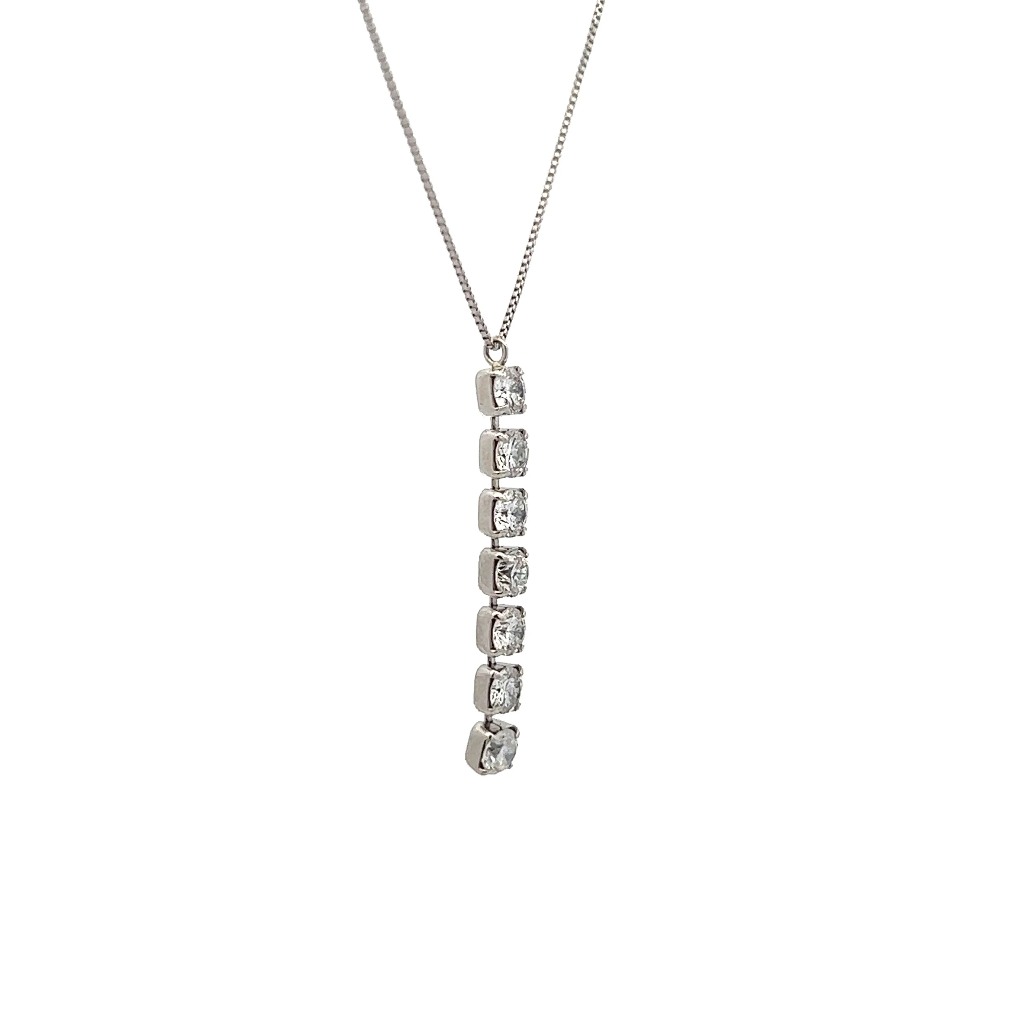 1.00 Round Brilliant Diamond Drop Pendant in Platinum - Image 3