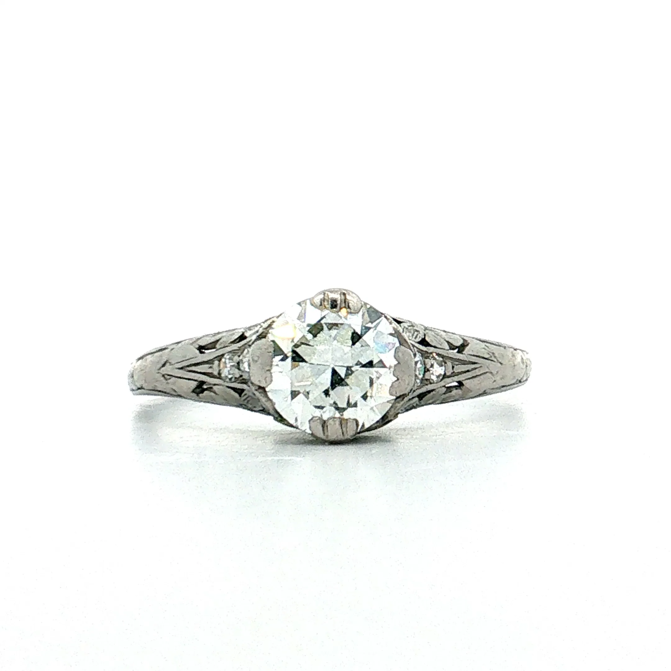 1.00 Vintage Deco Diamond Engagement Ring Platinum