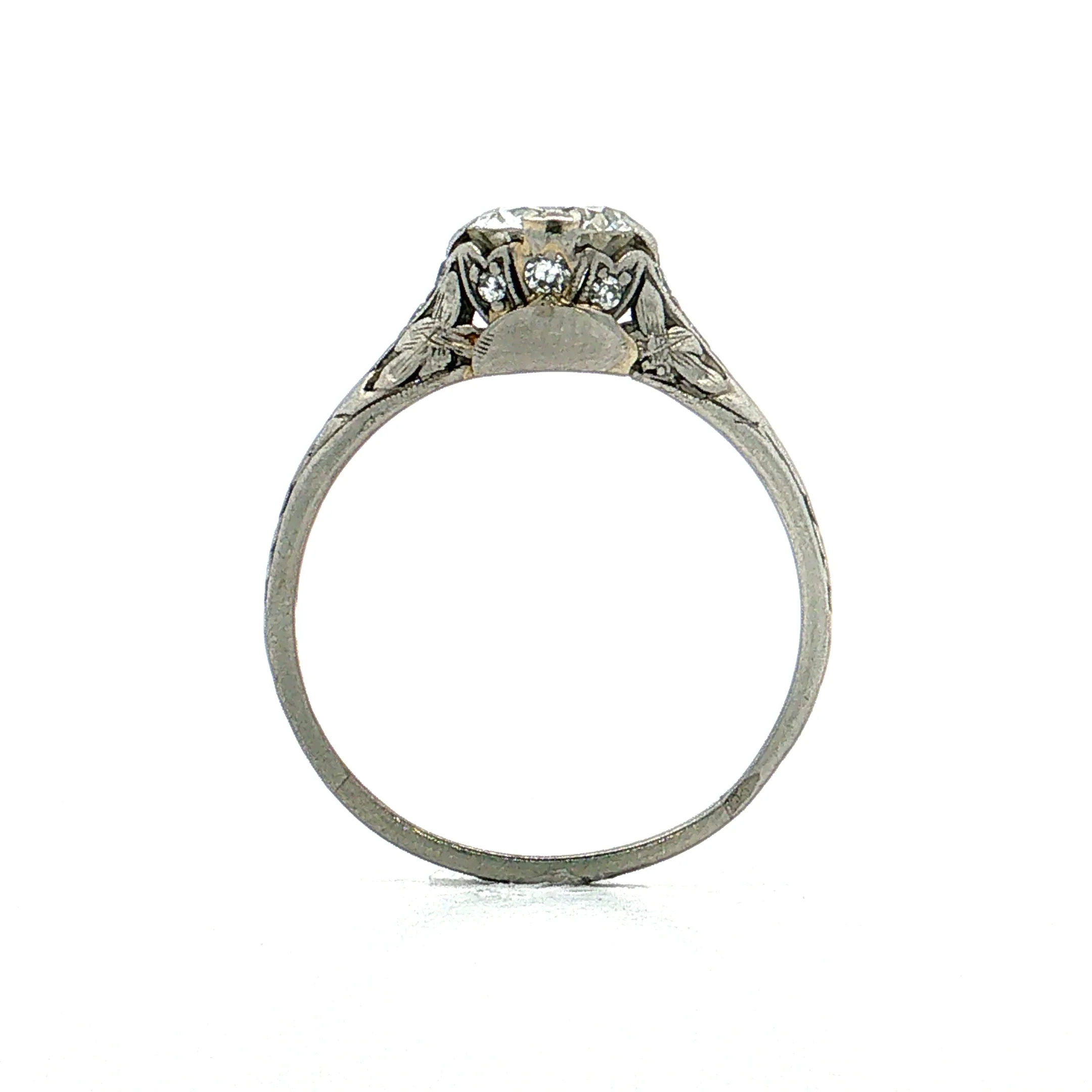 1.00 Vintage Deco Diamond Engagement Ring Platinum - Image 4