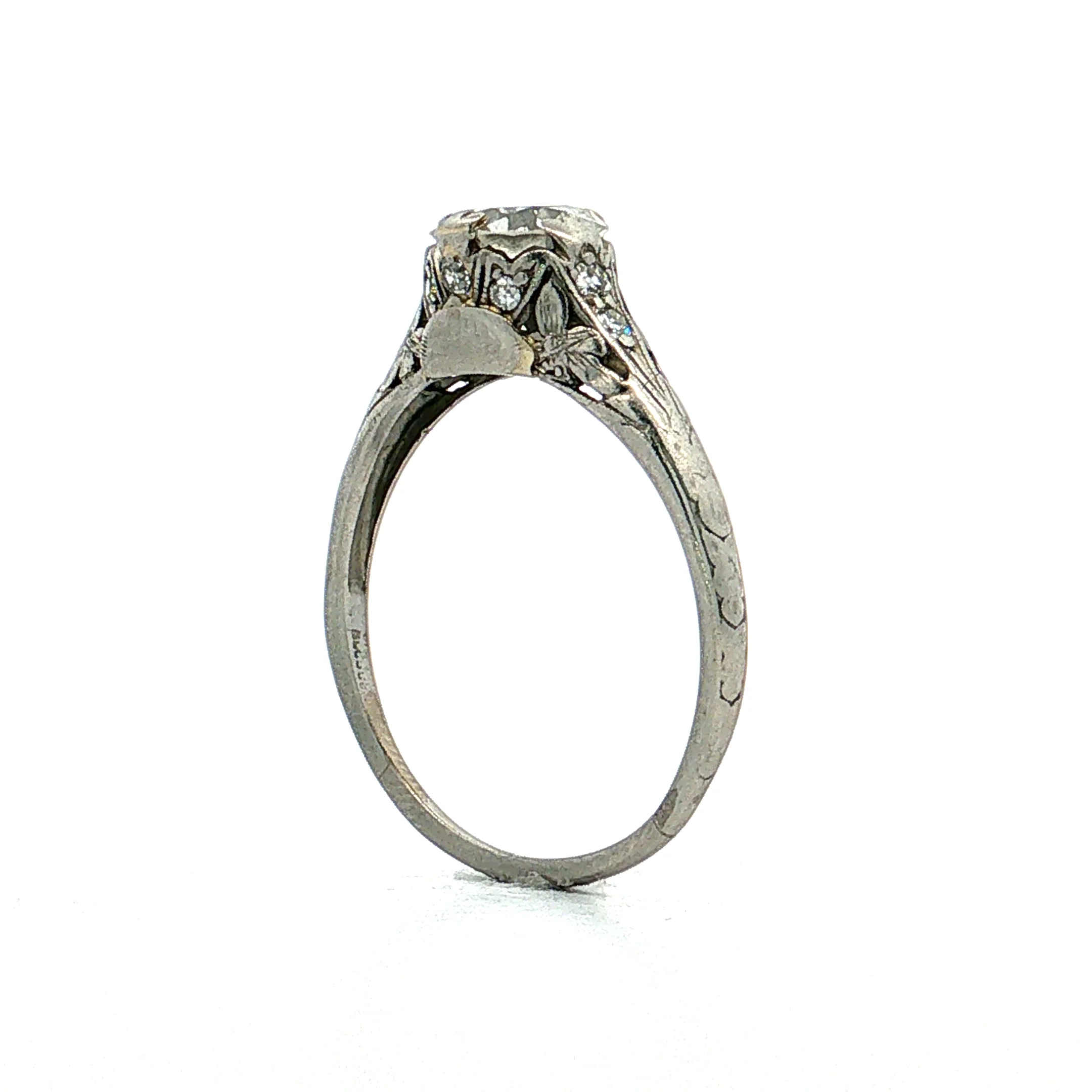 1.00 Vintage Deco Diamond Engagement Ring Platinum - Image 5