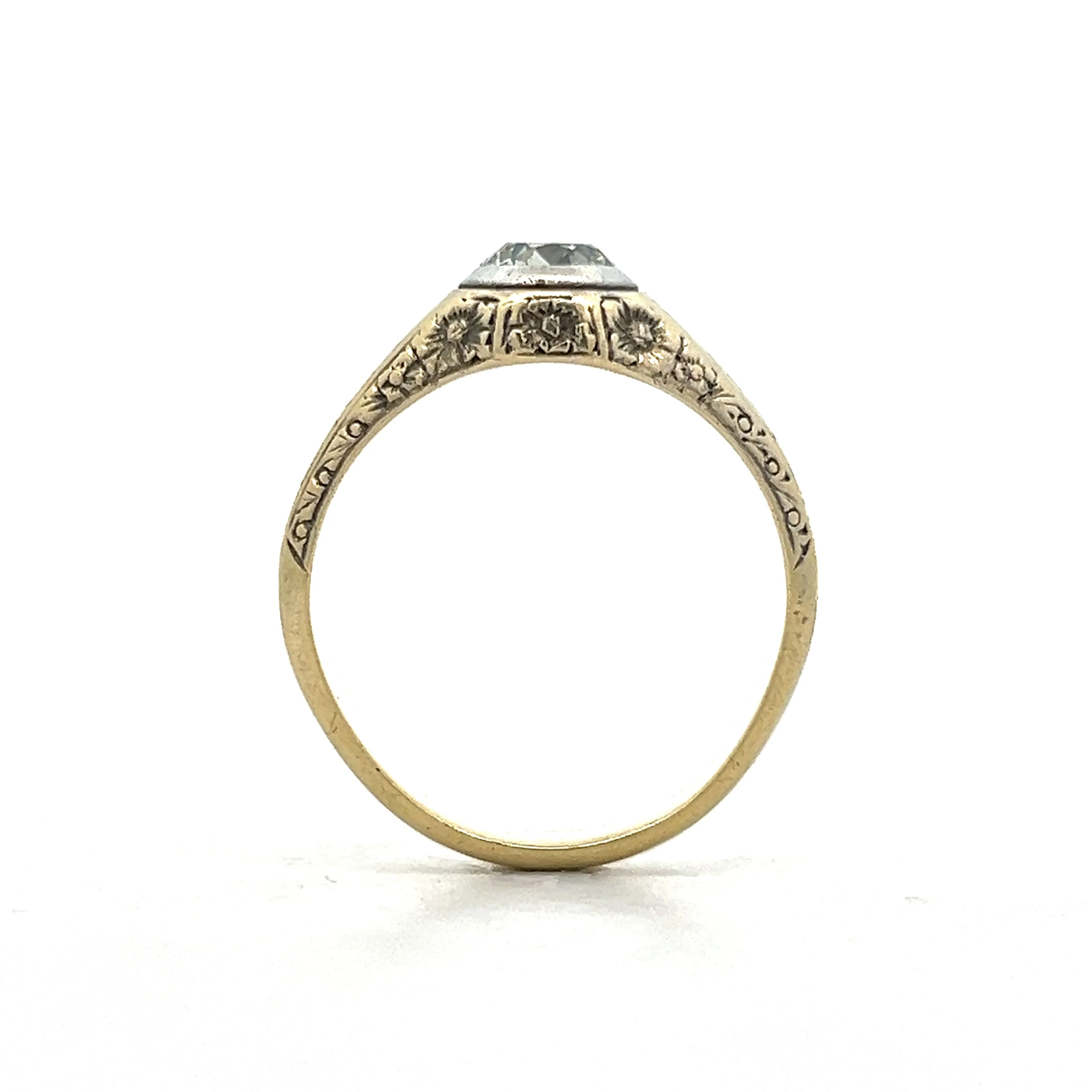 1.01 Art Deco Men's Diamond Ring in 14k Yellow Gold - Image 4