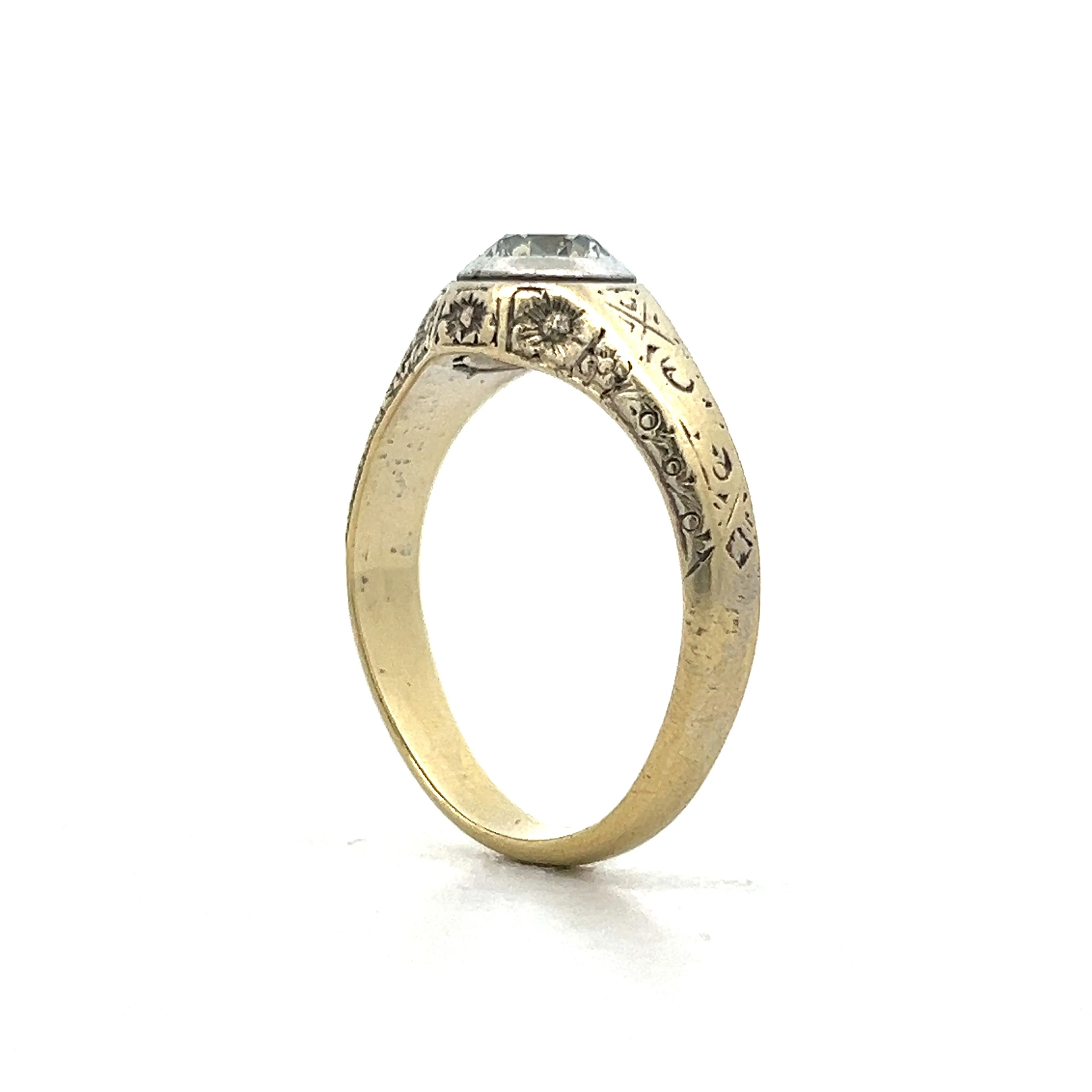 1.01 Art Deco Men's Diamond Ring in 14k Yellow Gold - Image 5