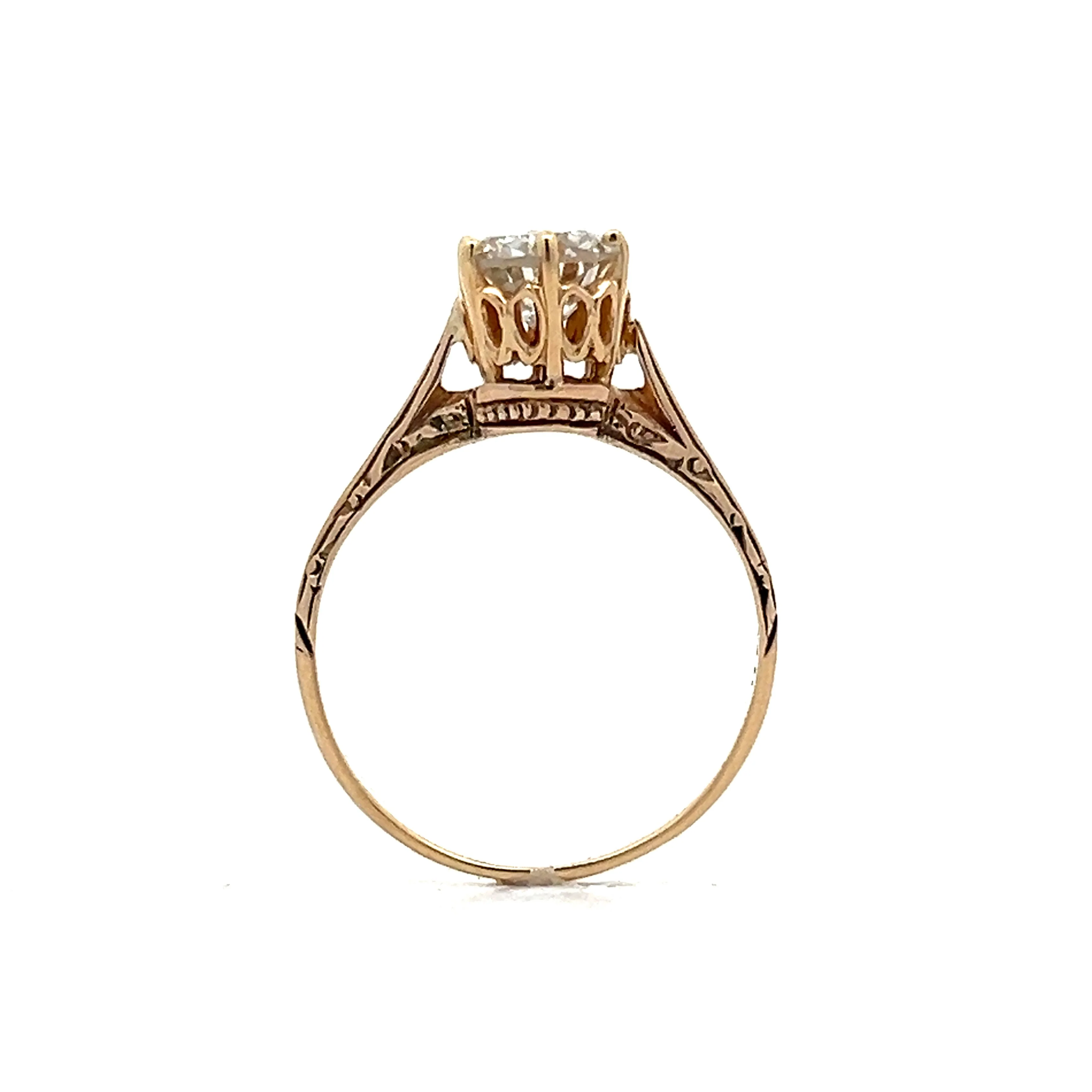 1.01 Vintage Victorian Diamond Engagement Ring in Rose Gold - Image 4