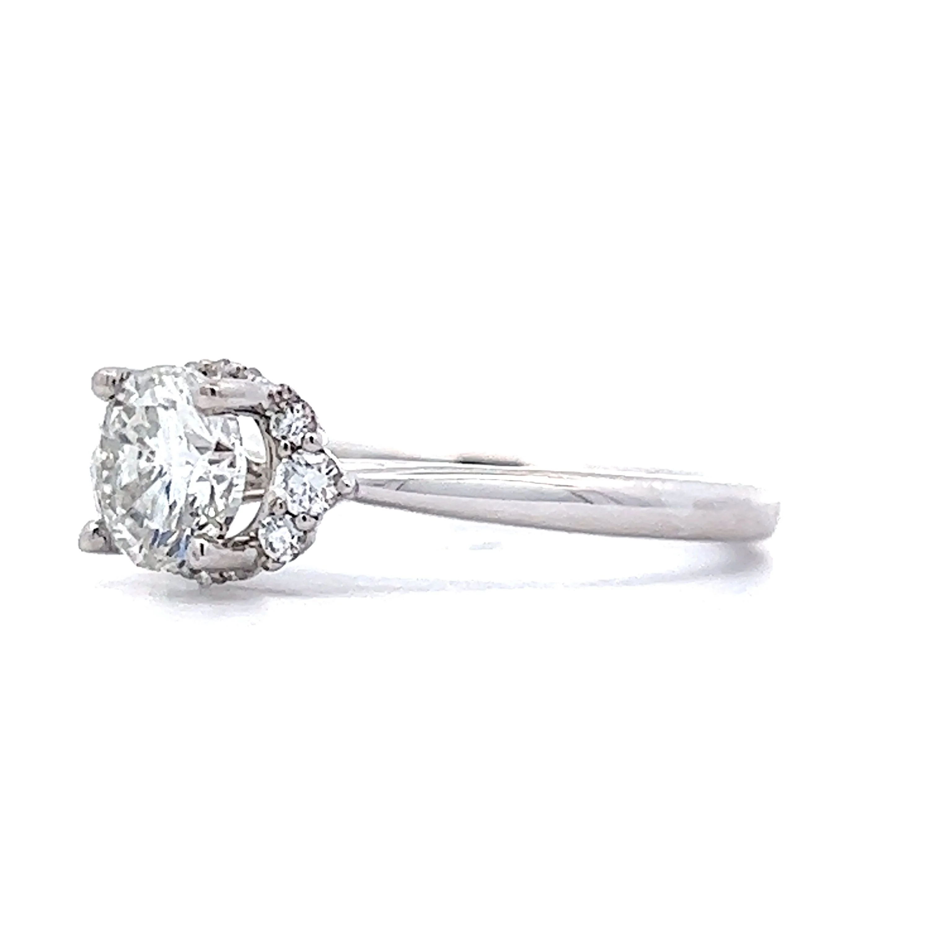 1.01 Half Halo Diamond Engagement Ring in 14k White Gold - Image 2