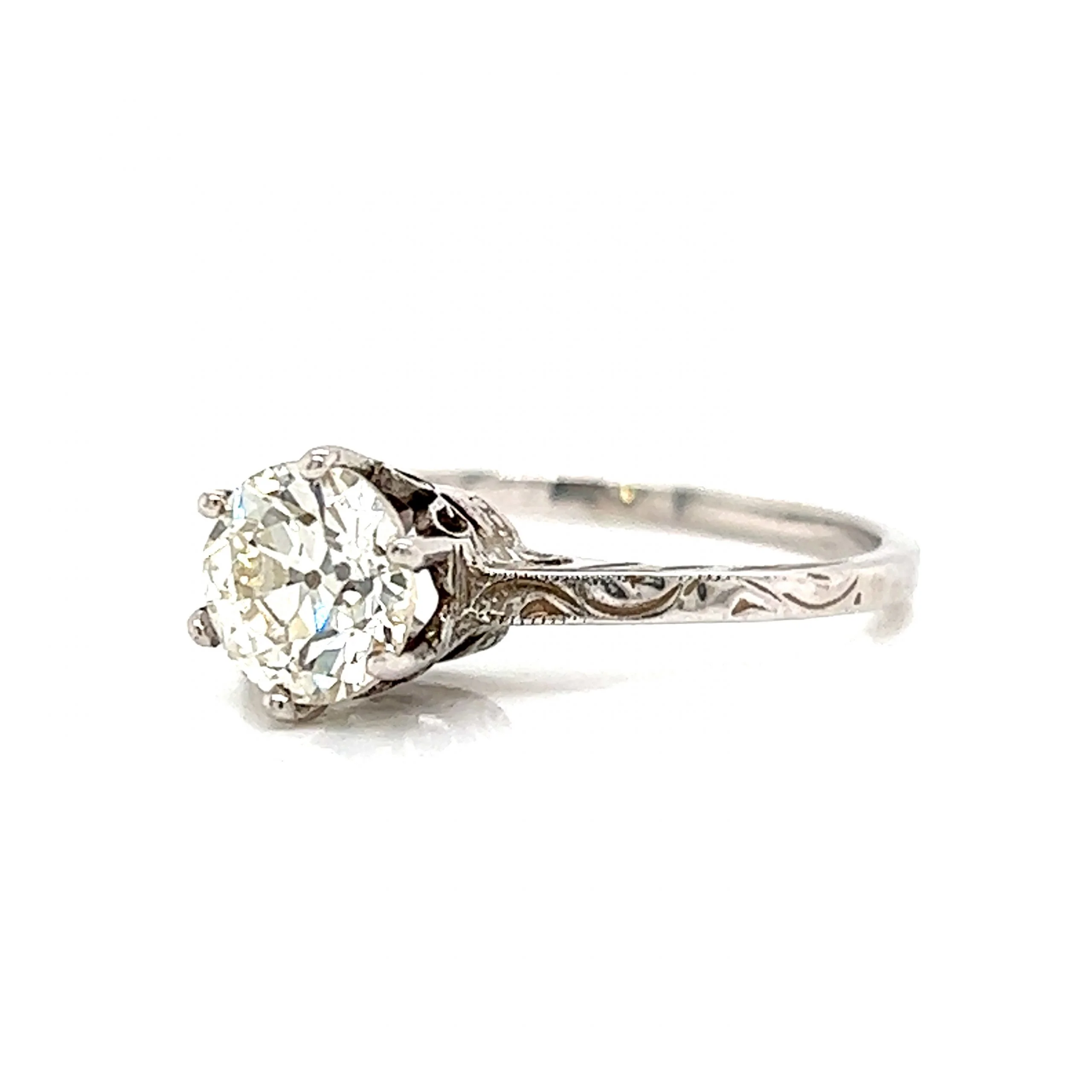 1.02 Art Deco Diamond Engagement Ring in 14k White Gold - Image 2