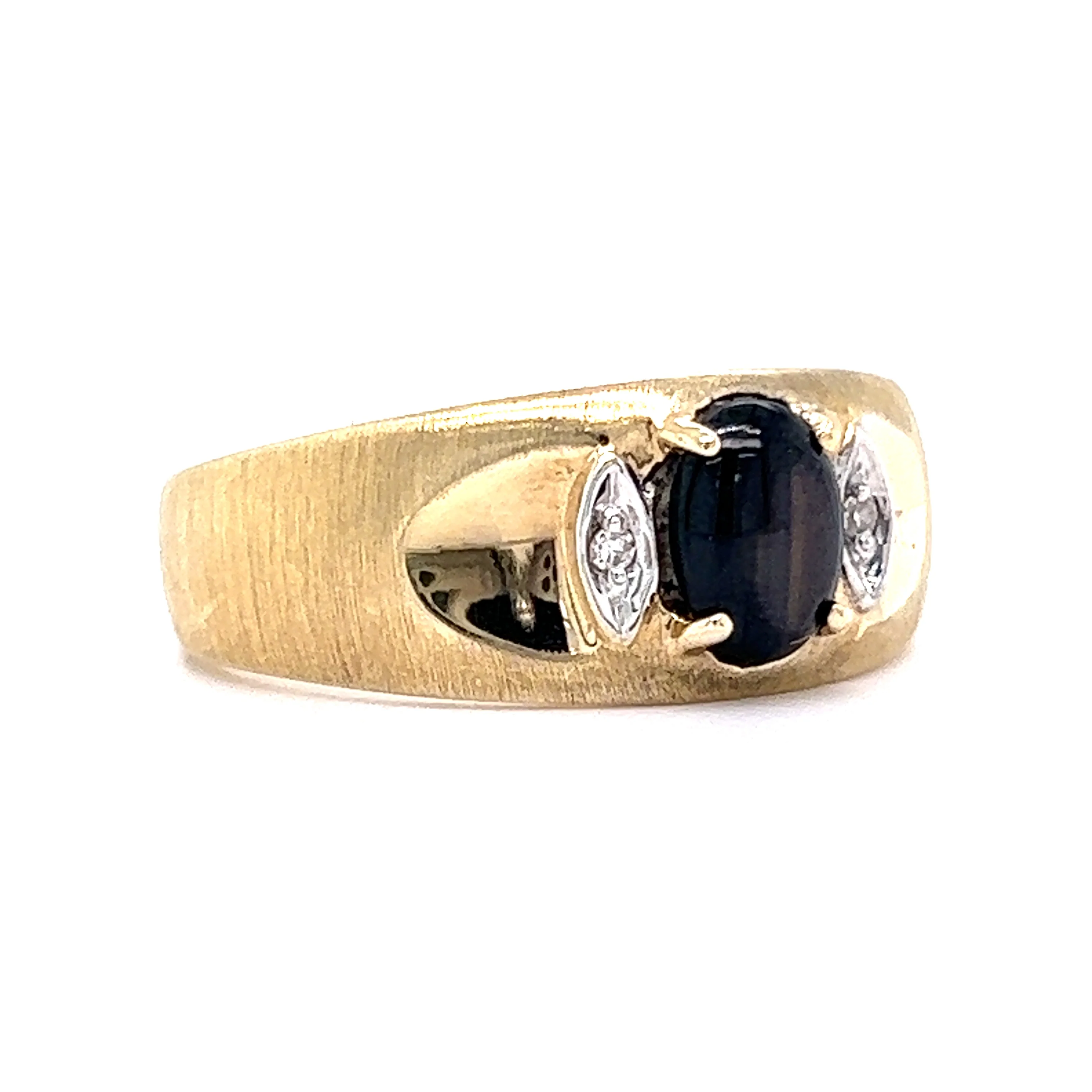 1.02 Cabochon Cut Cat's Eye Cocktail Ring in 14k Yellow Gold - Image 3