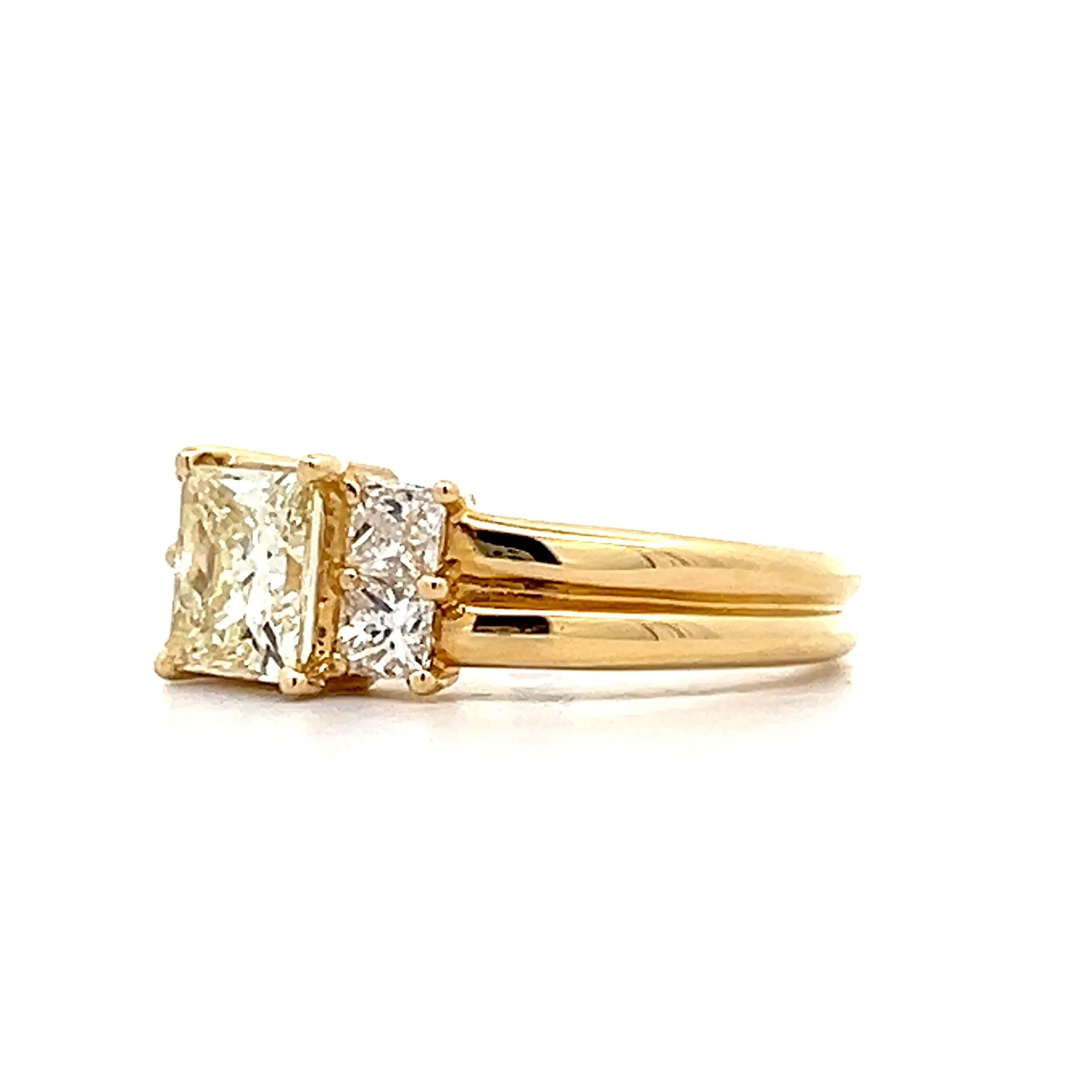 1.02 Fancy Light Yellow Diamond Engagement Ring in 18k - Image 2