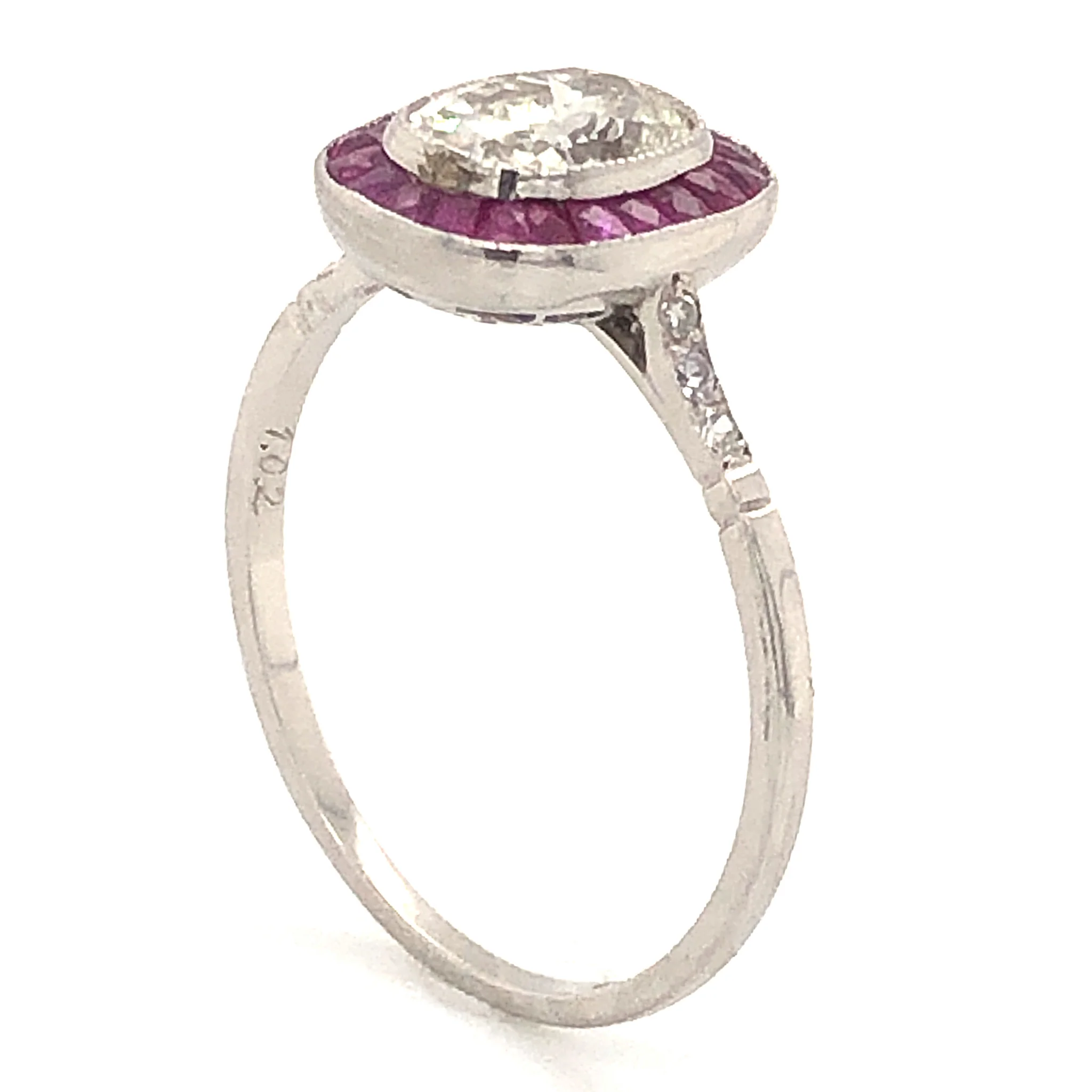 1.02 Oval Cut Diamond & Ruby Engagement Ring in Platinum - Image 5