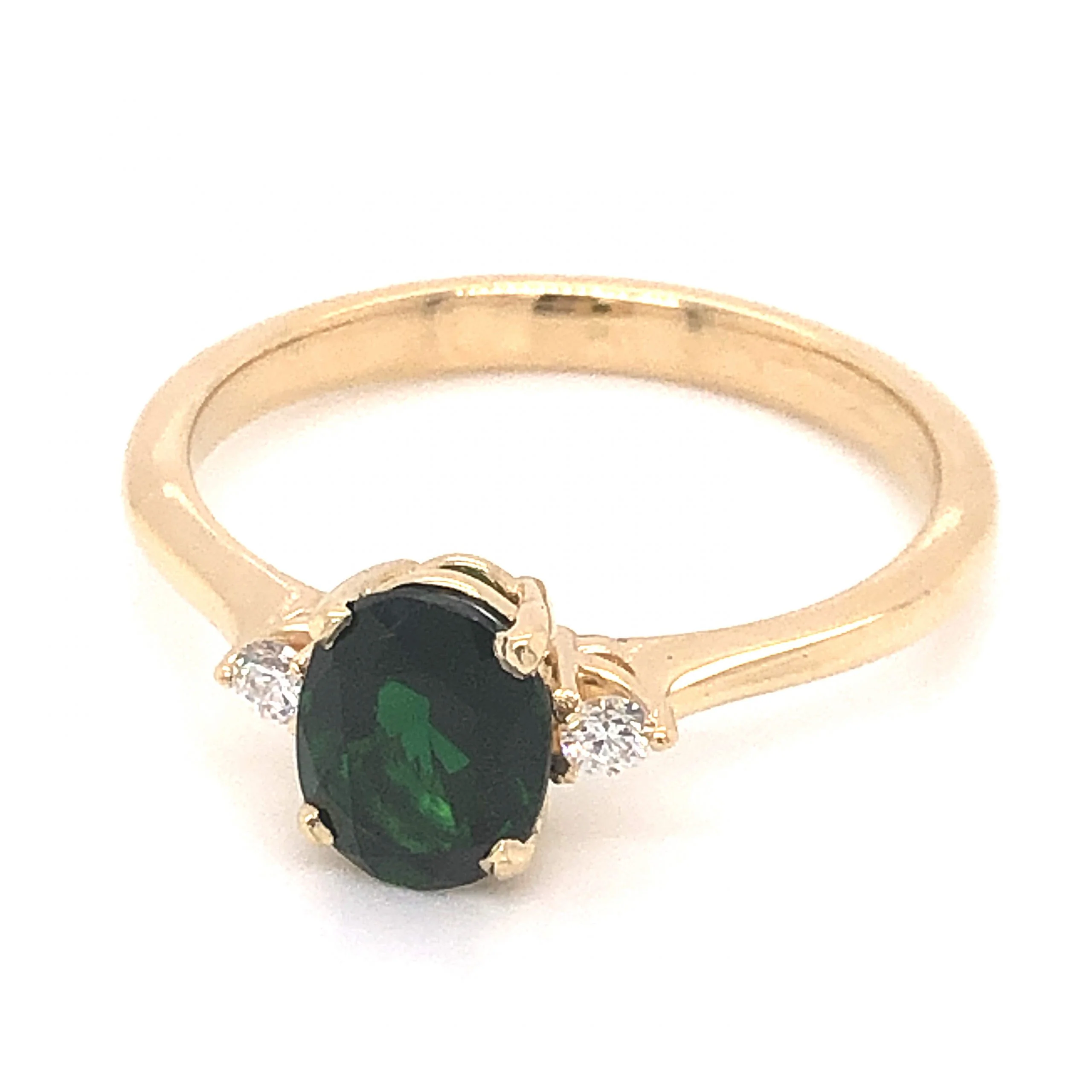 1.02 Oval Cut Tourmaline & Diamond Ring in 14k Yellow Gold - Image 2