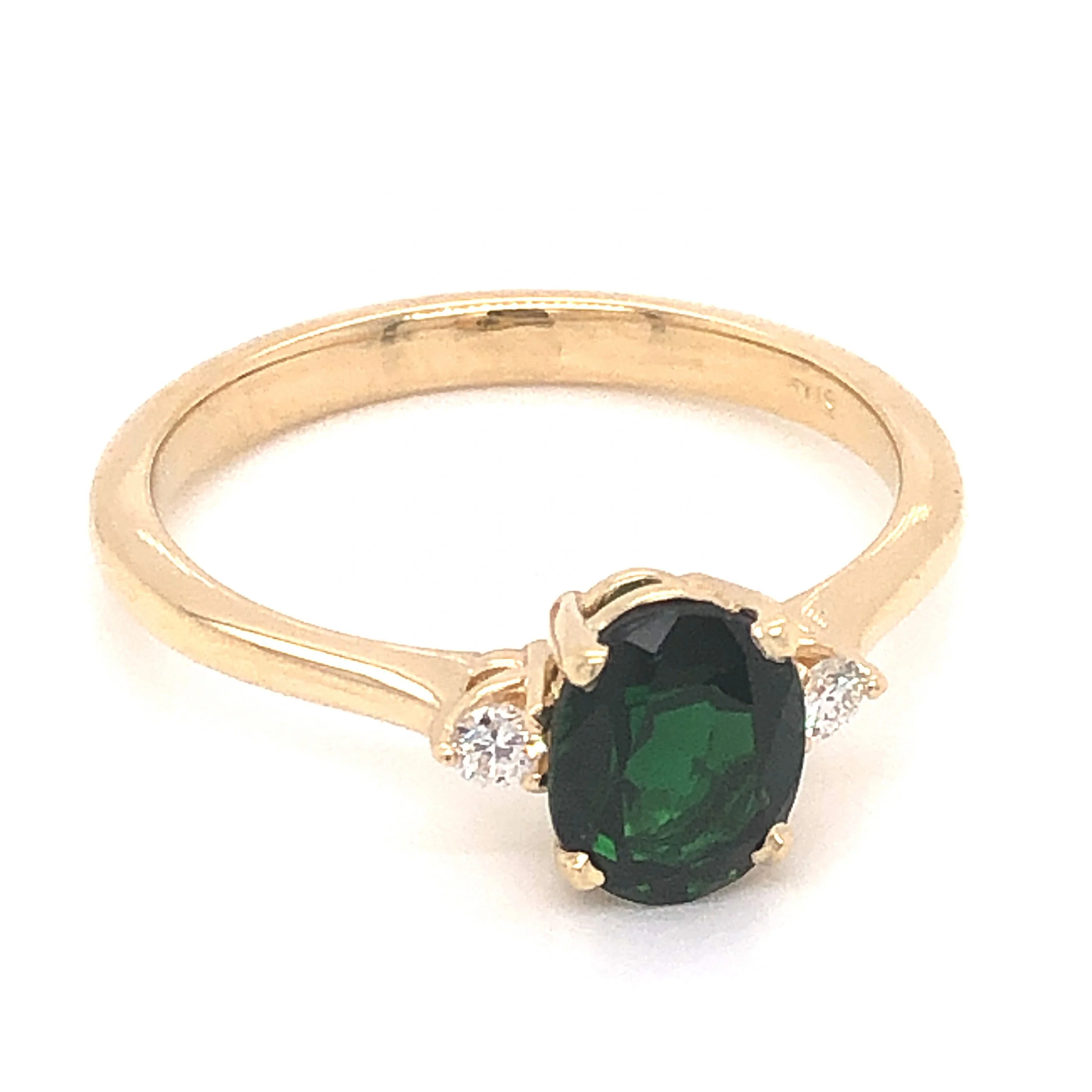 1.02 Oval Cut Tourmaline & Diamond Ring in 14k Yellow Gold - Image 3