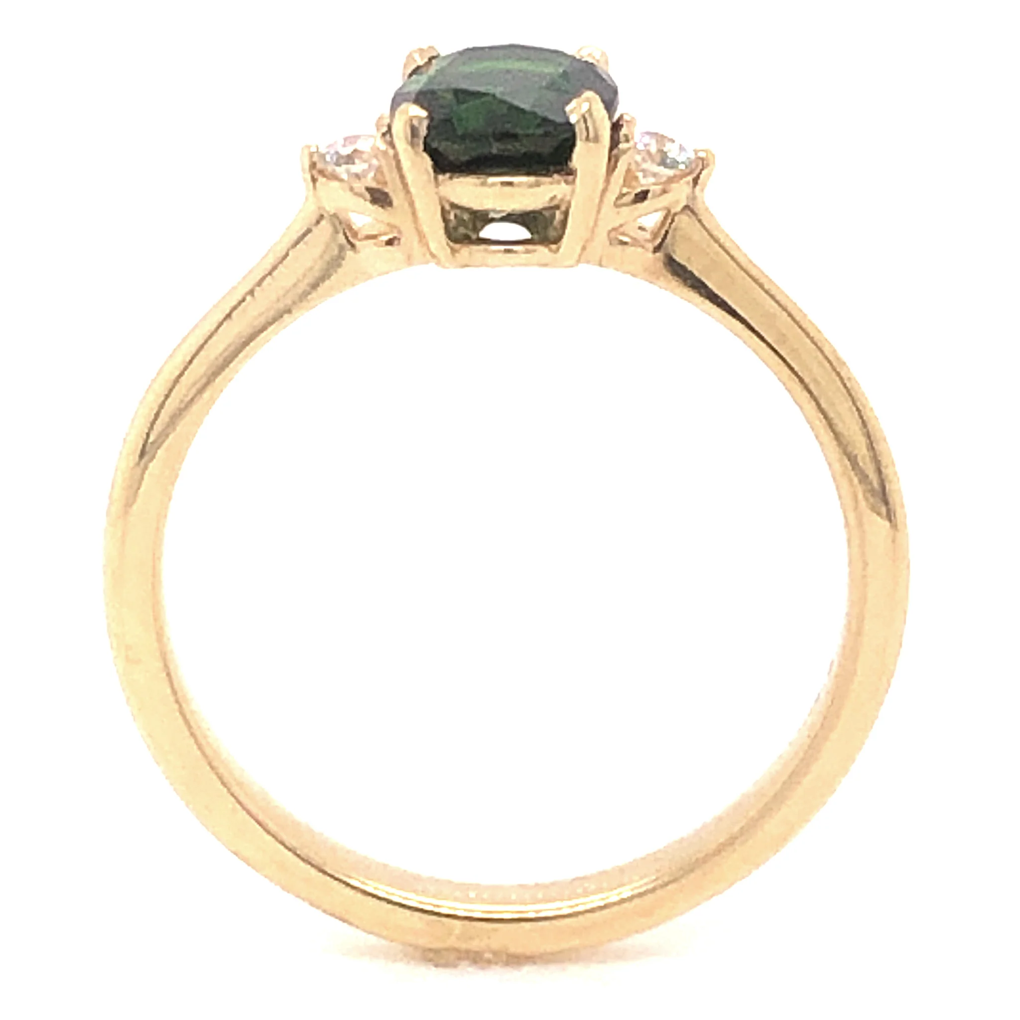 1.02 Oval Cut Tourmaline & Diamond Ring in 14k Yellow Gold - Image 4