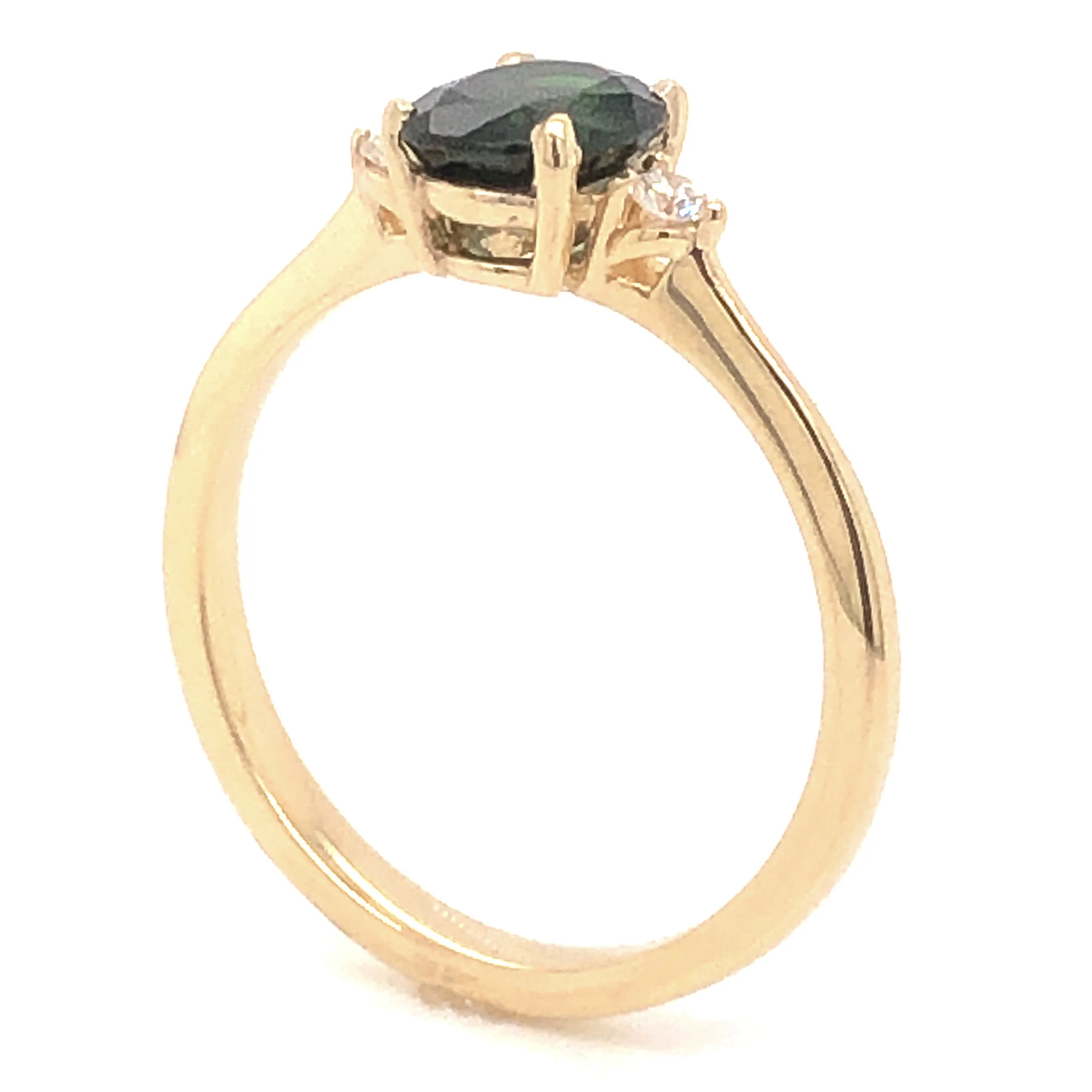 1.02 Oval Cut Tourmaline & Diamond Ring in 14k Yellow Gold - Image 5