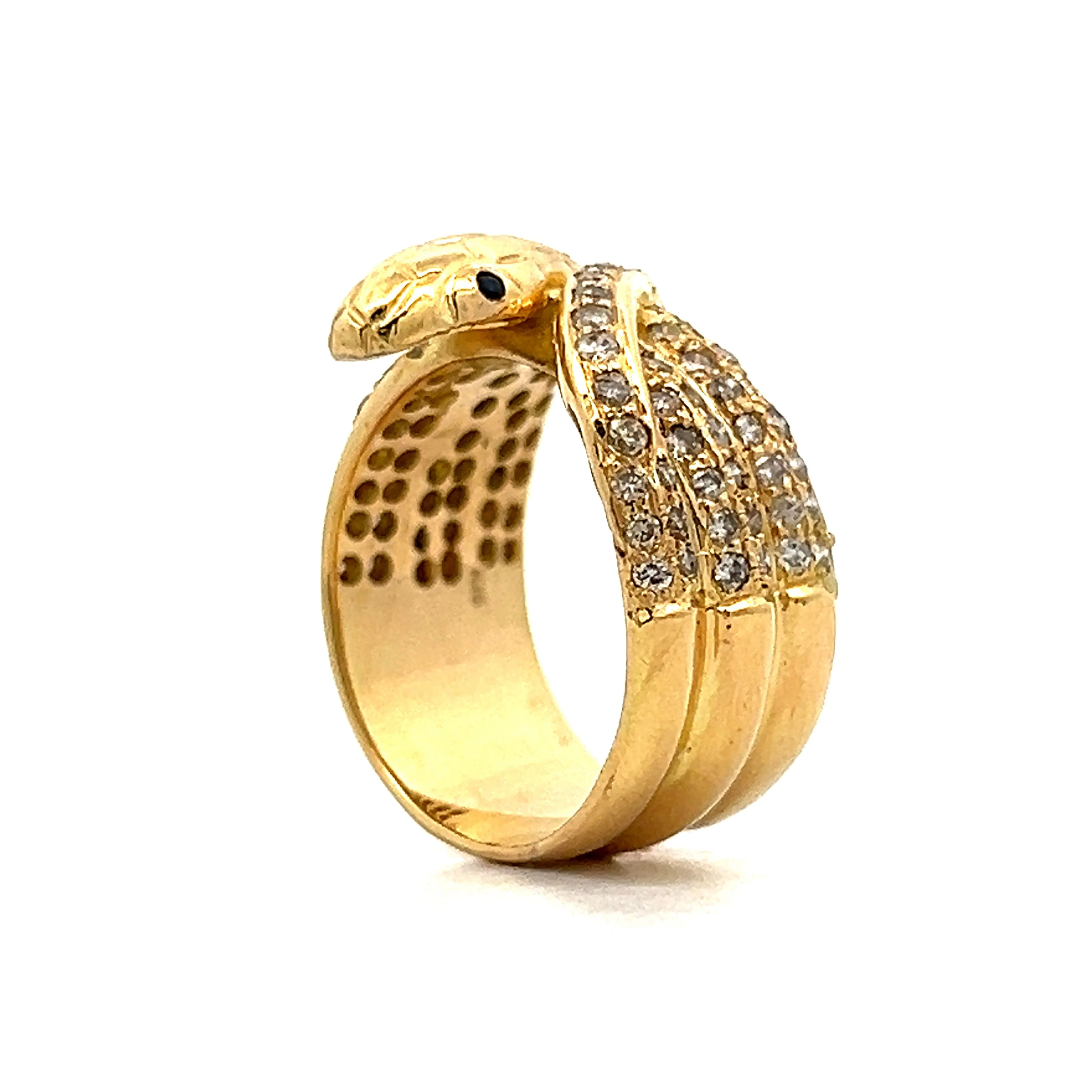 1.02 Triple Coiled Diamond Snake Ring in 18k Yellow Gold - Image 5