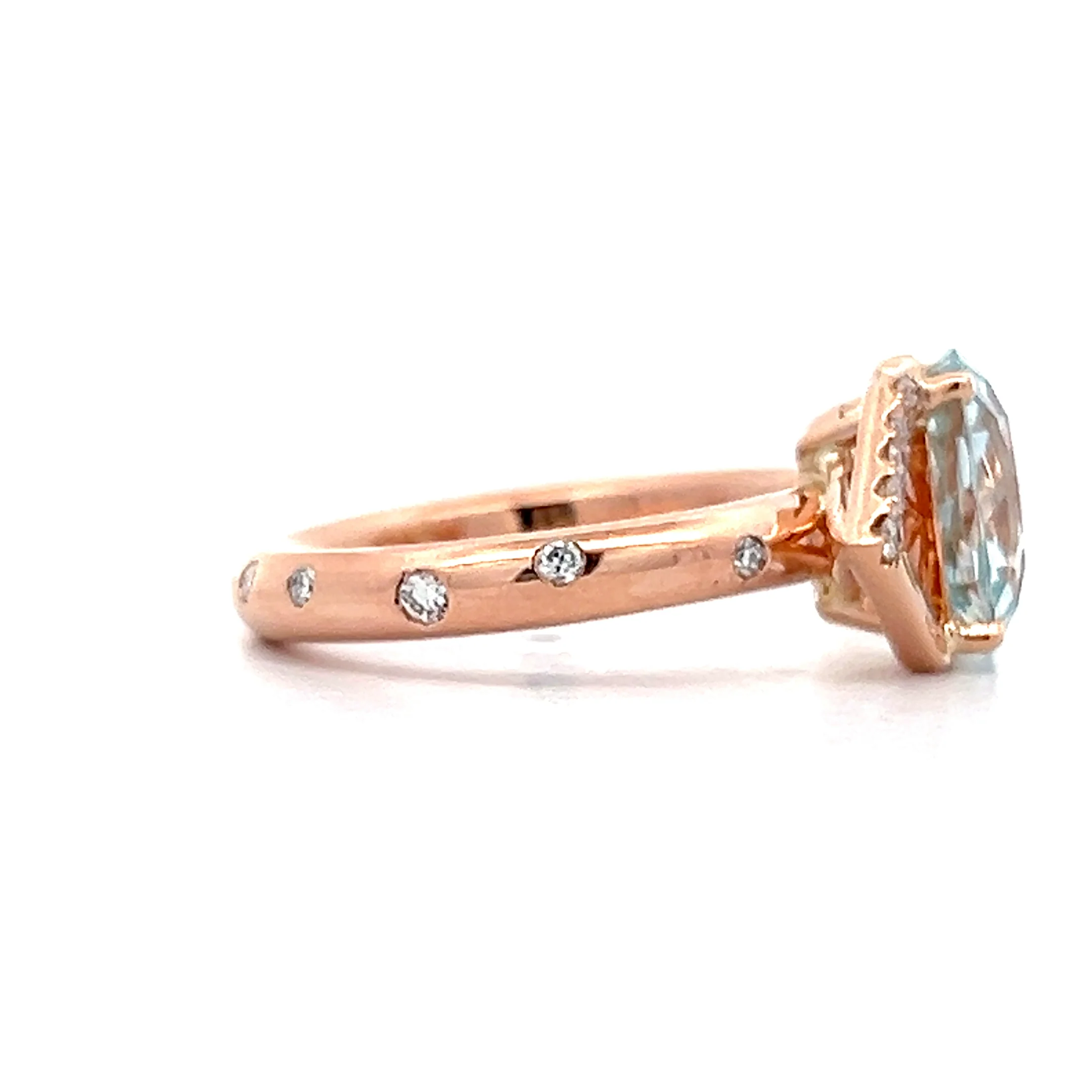 1.03 Aquamarine & Diamond Cocktail Ring in 14k - Image 3