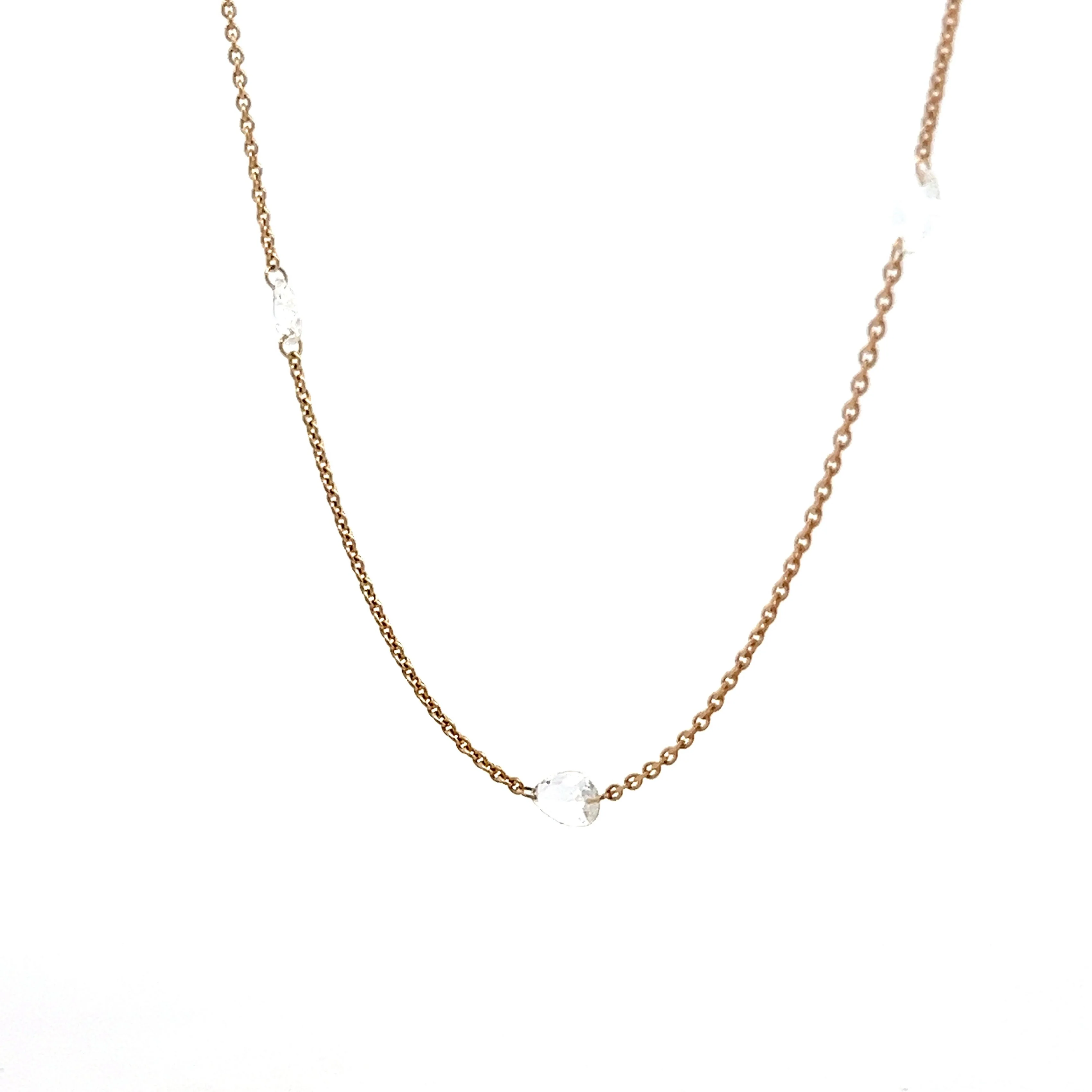 1.03 Pear Shaped Rose Cut Diamond Necklace in 18k - Image 2