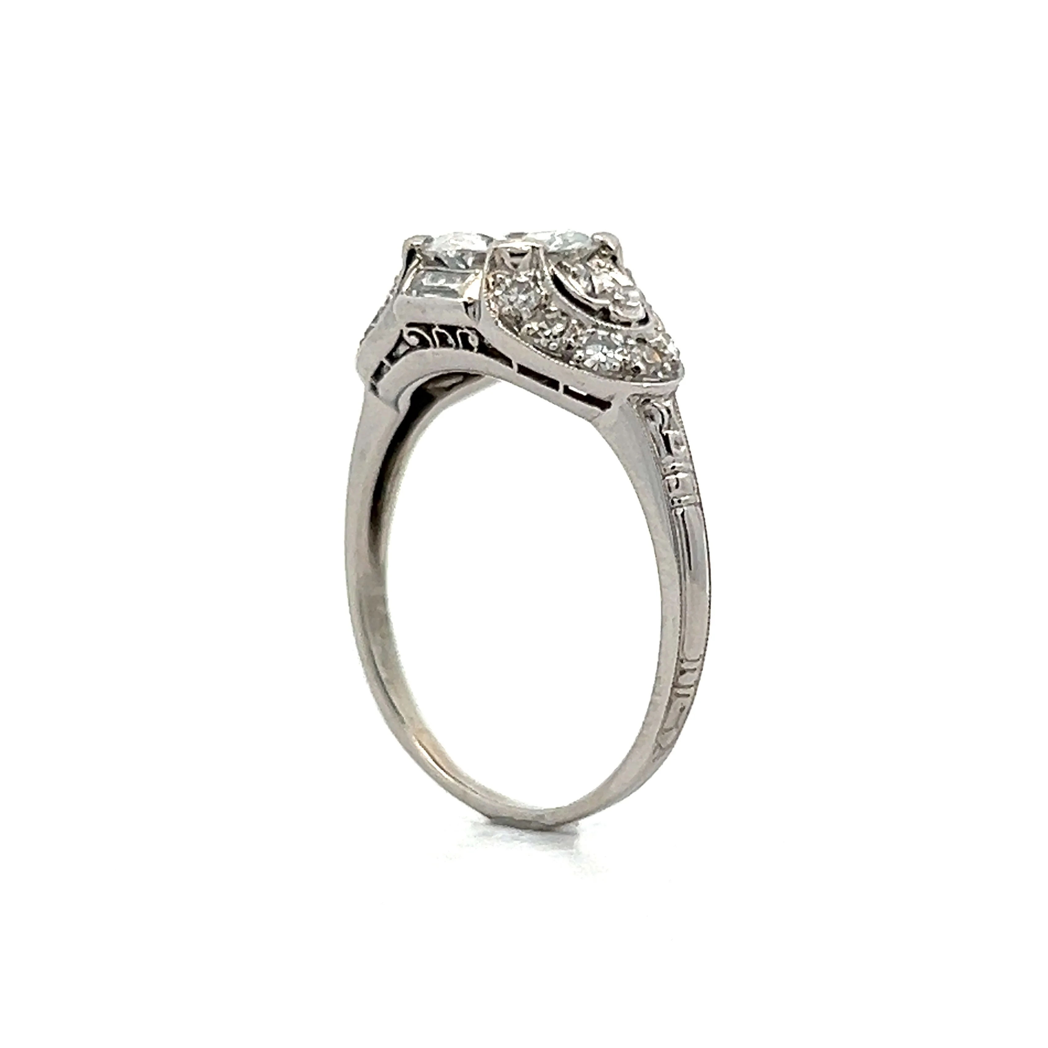 1.03 Vintage Deco Diamond Engagement Ring in Platinum - Image 5