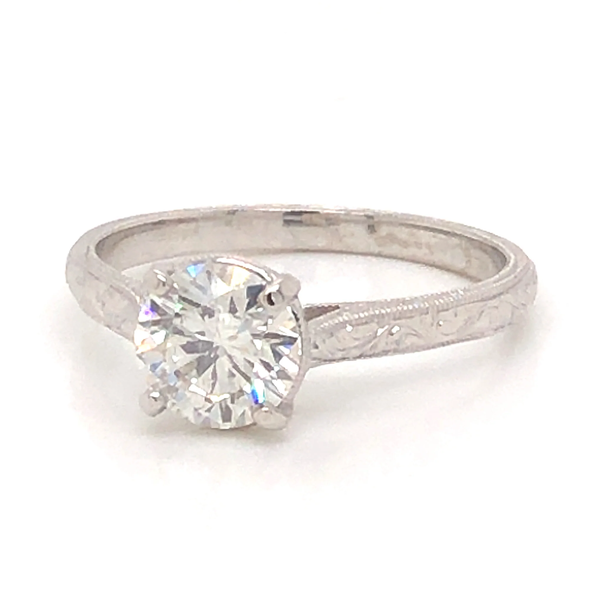 1.04 Art Deco Diamond Engagement Ring in 18K White Gold - Image 2