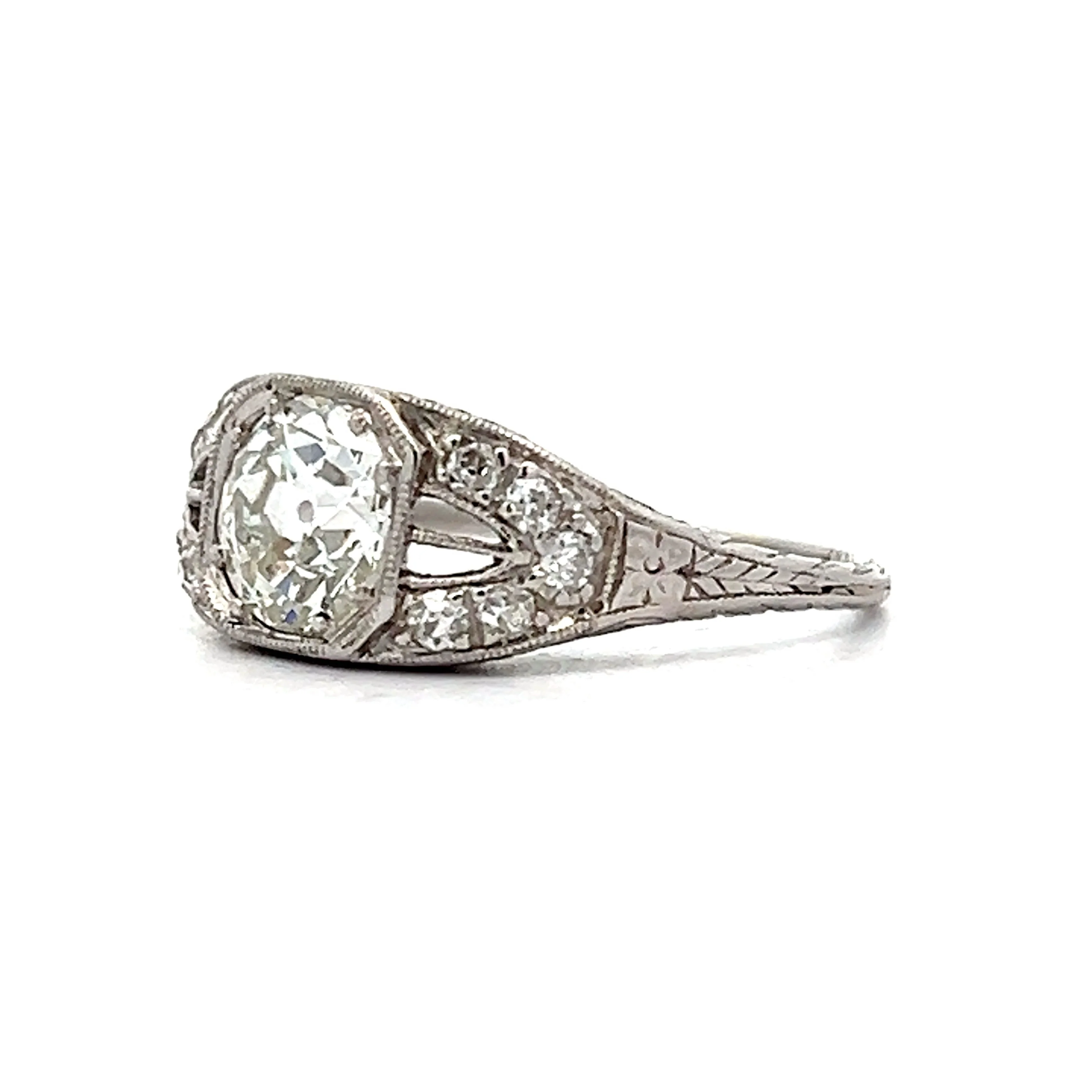 1.05 Art Deco Diamond Engagement Ring in Platinum - Image 2
