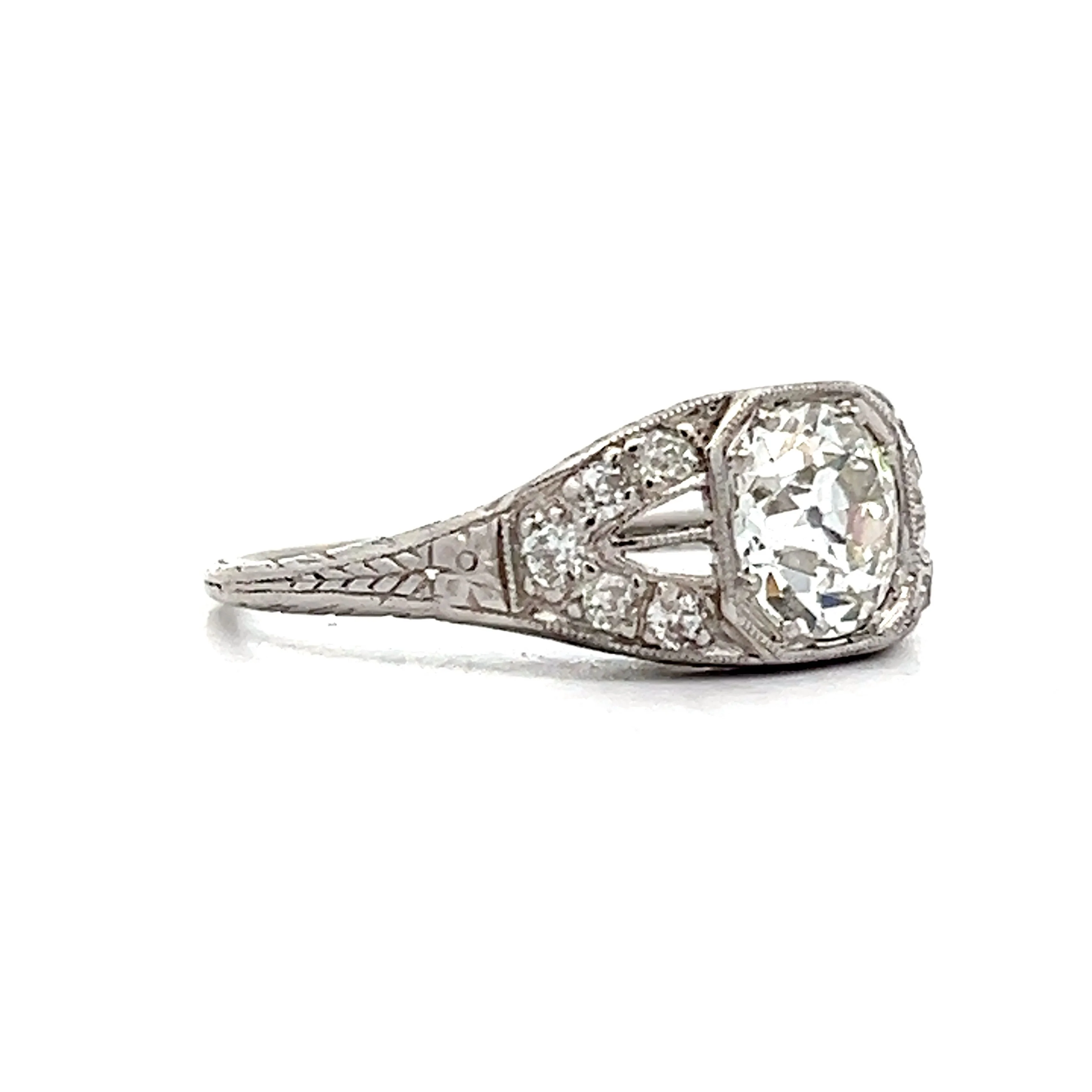 1.05 Art Deco Diamond Engagement Ring in Platinum - Image 3