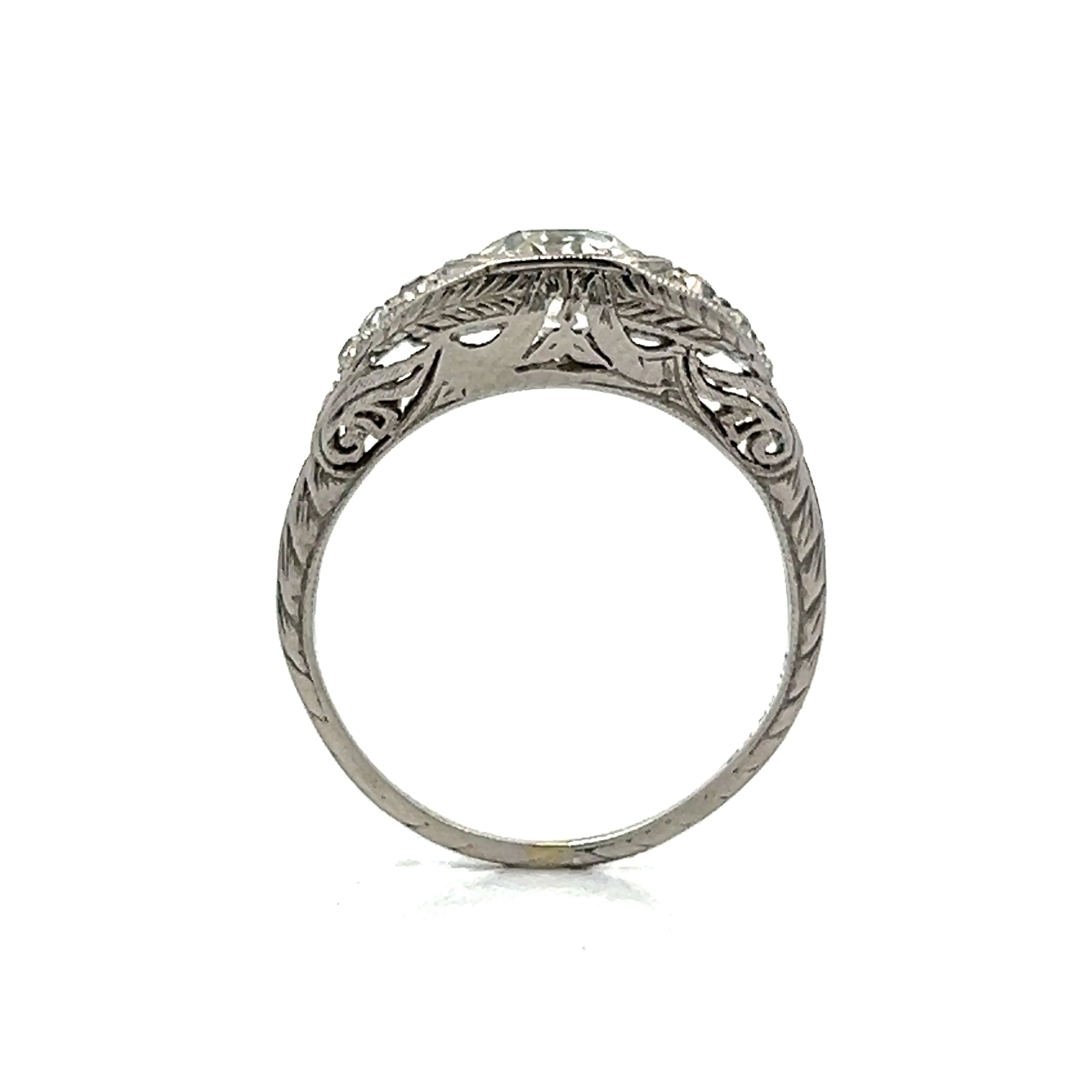 1.05 Art Deco Diamond Engagement Ring in Platinum - Image 4