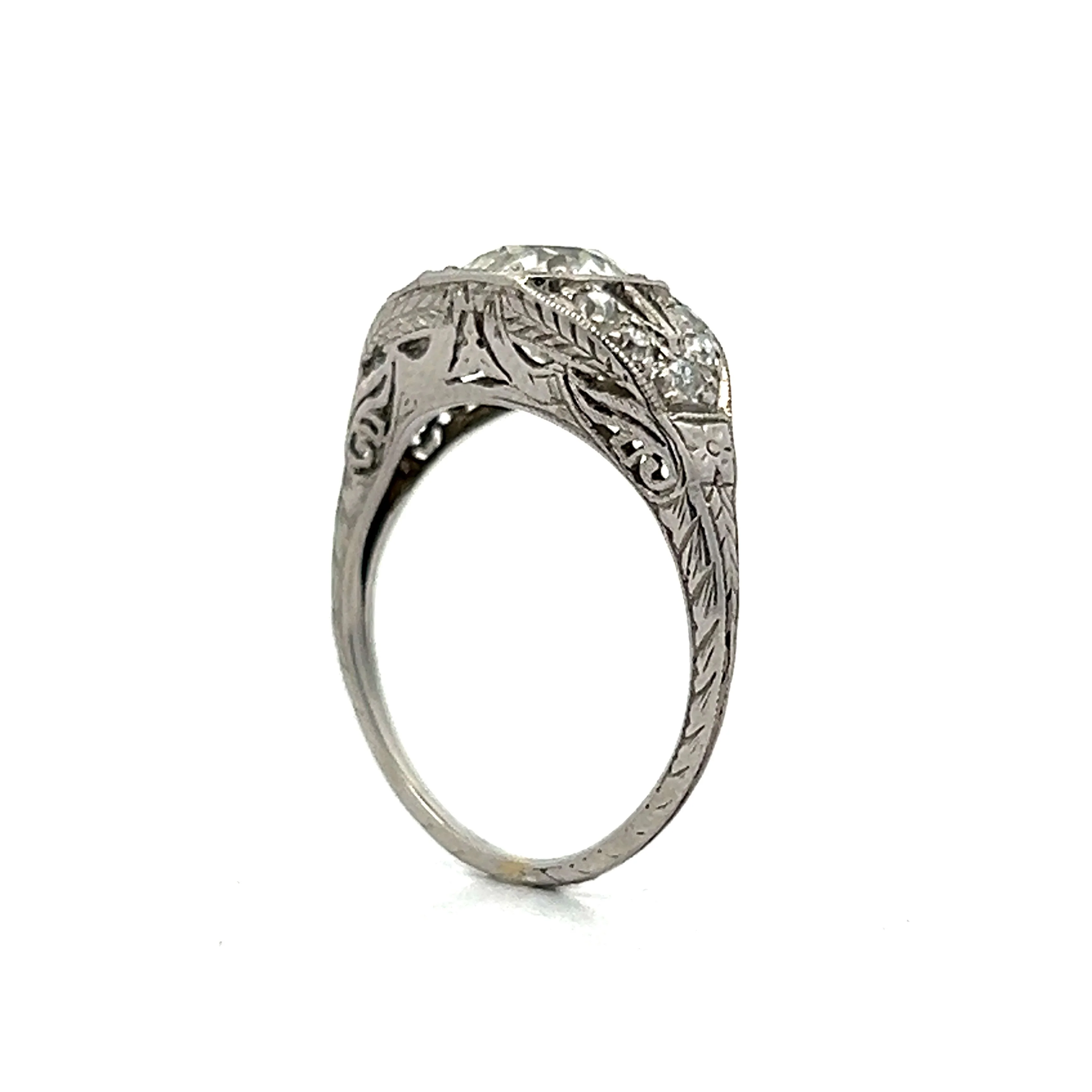 1.05 Art Deco Diamond Engagement Ring in Platinum - Image 5