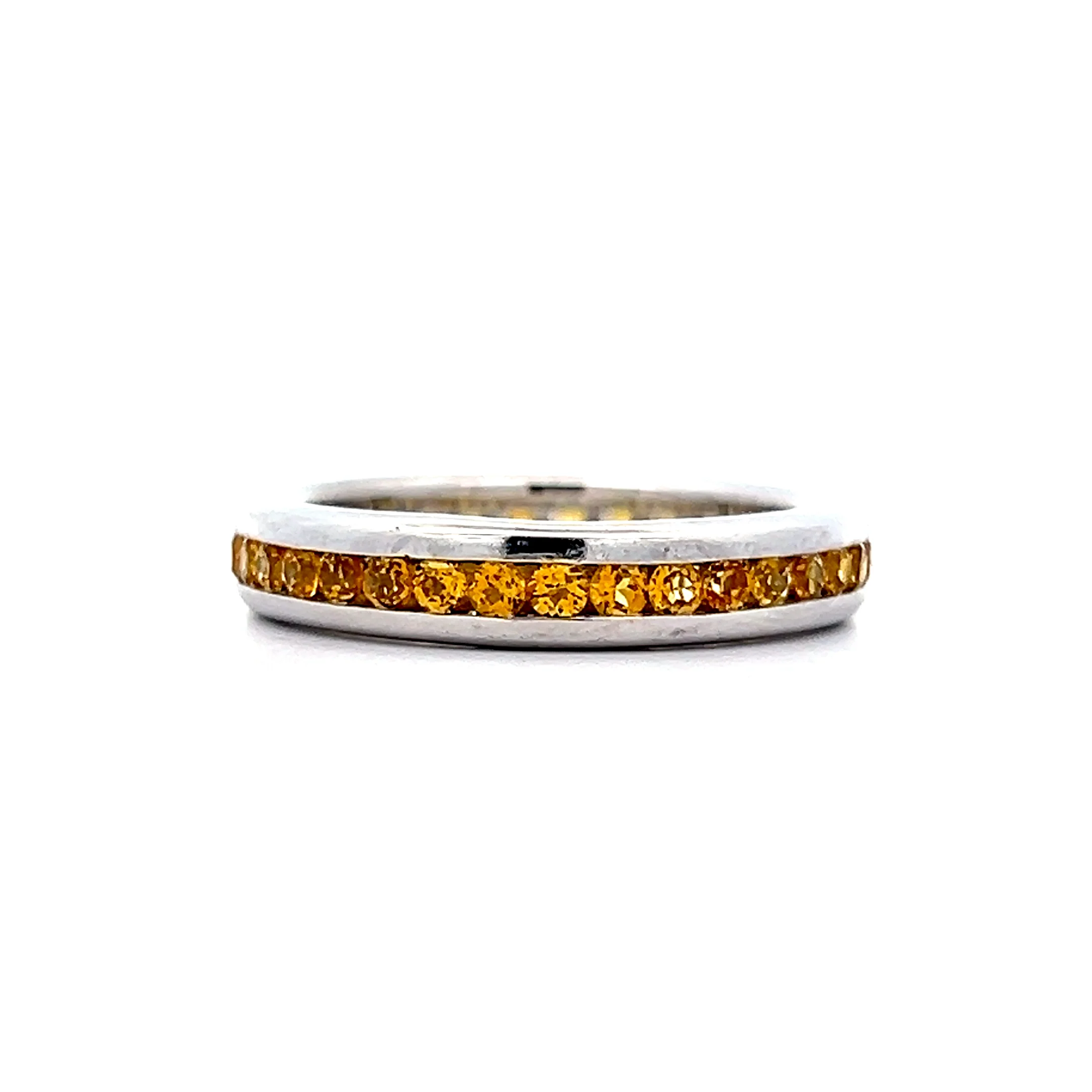 1.05 Orange Sapphire Eternity Band in 18k White Gold