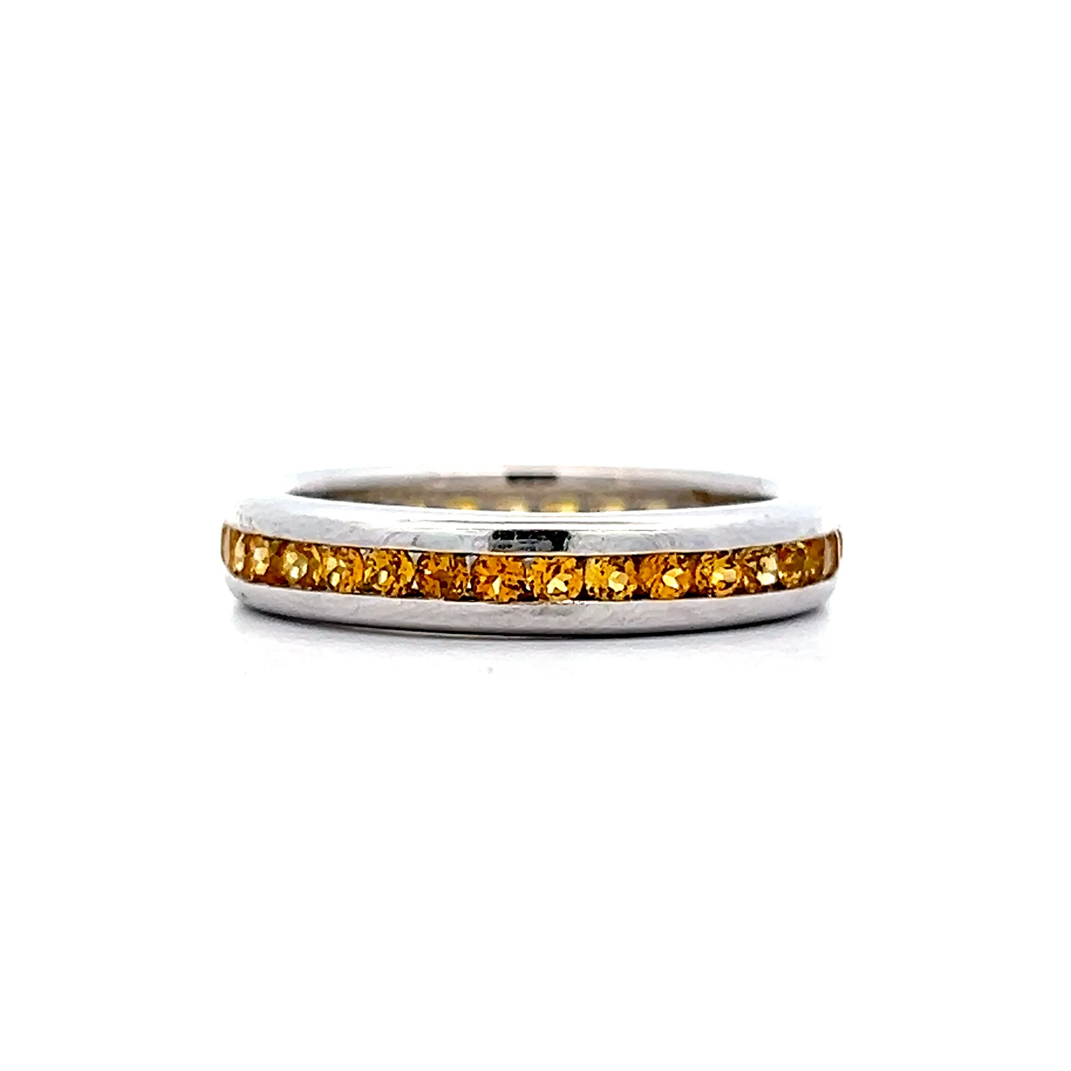 1.05 Orange Sapphire Eternity Band in 18k White Gold - Image 3