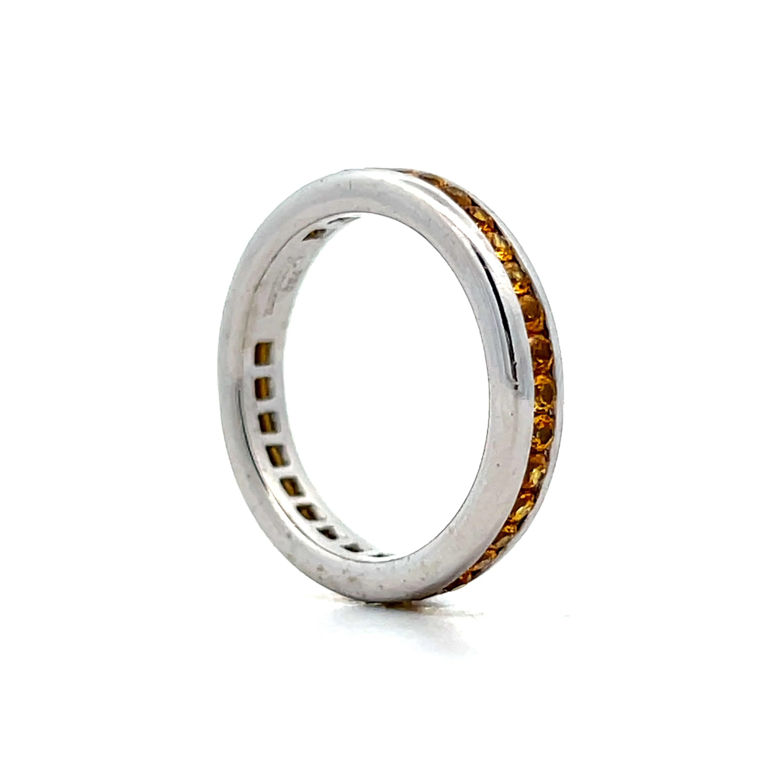 1.05 Orange Sapphire Eternity Band in 18k White Gold - Image 5