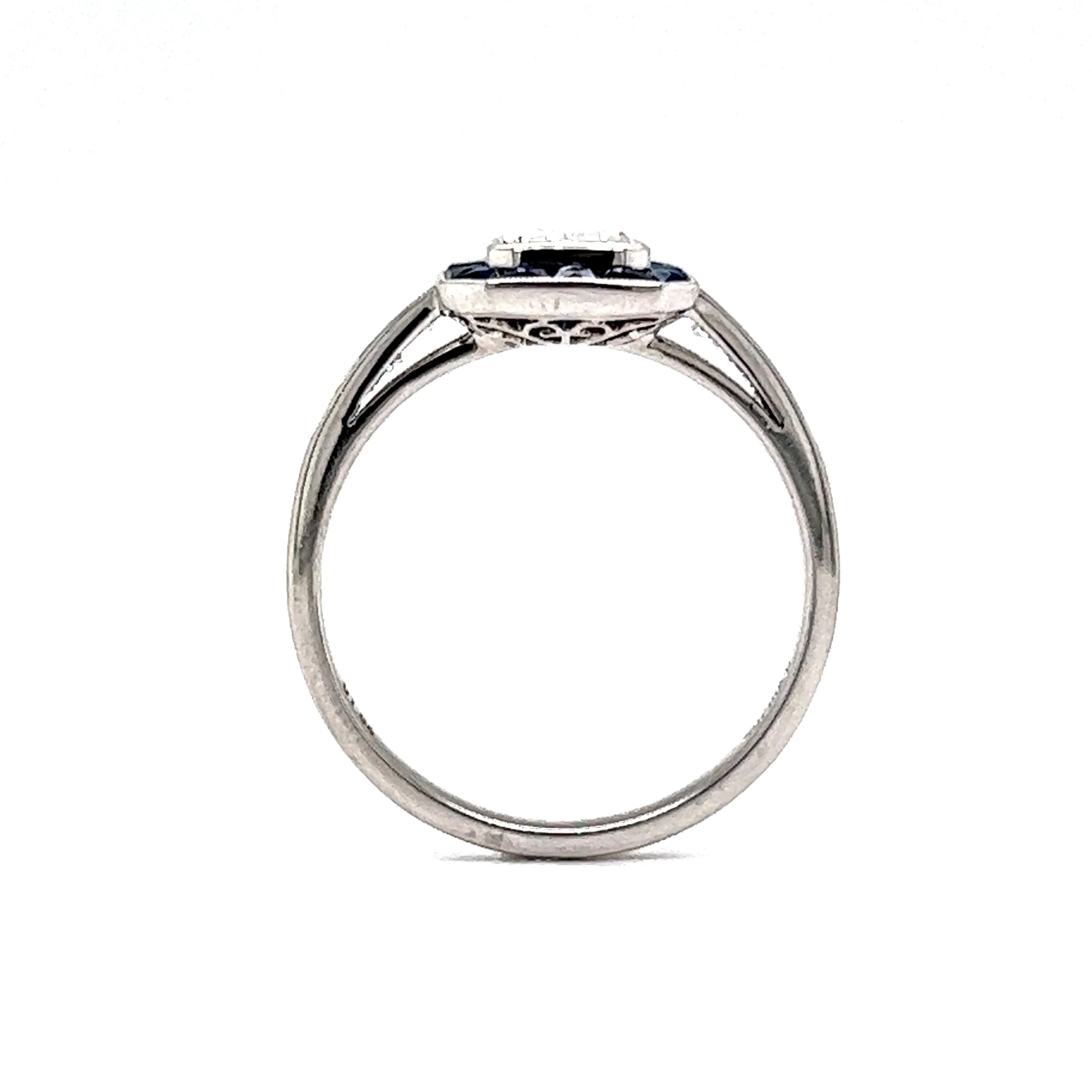 1.06 Diamond & Sapphire Halo Engagement Ring in Platinum - Image 4