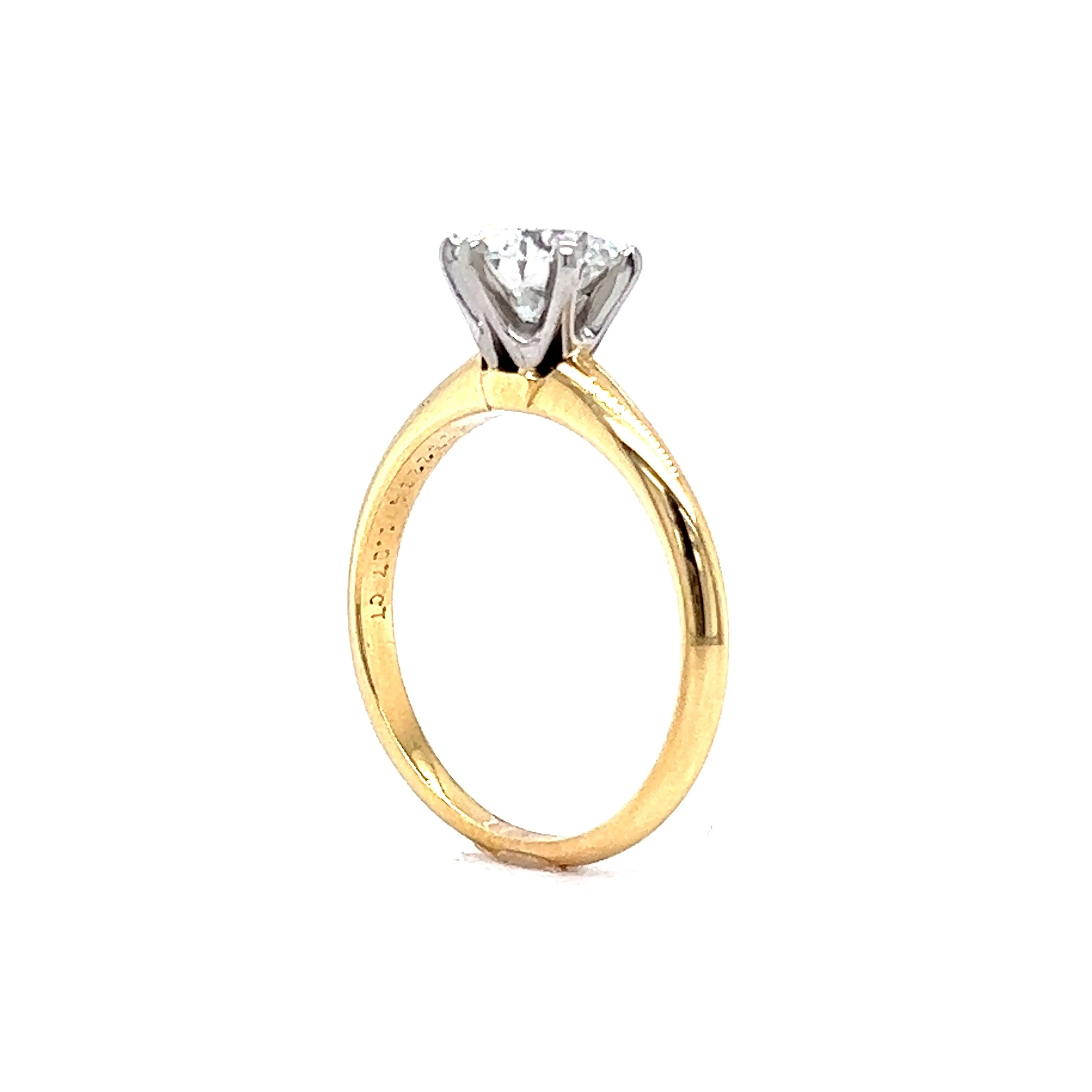 1.07 Diamond Tiffany & Co. Engagement Ring in 18k & Platinum - Image 5