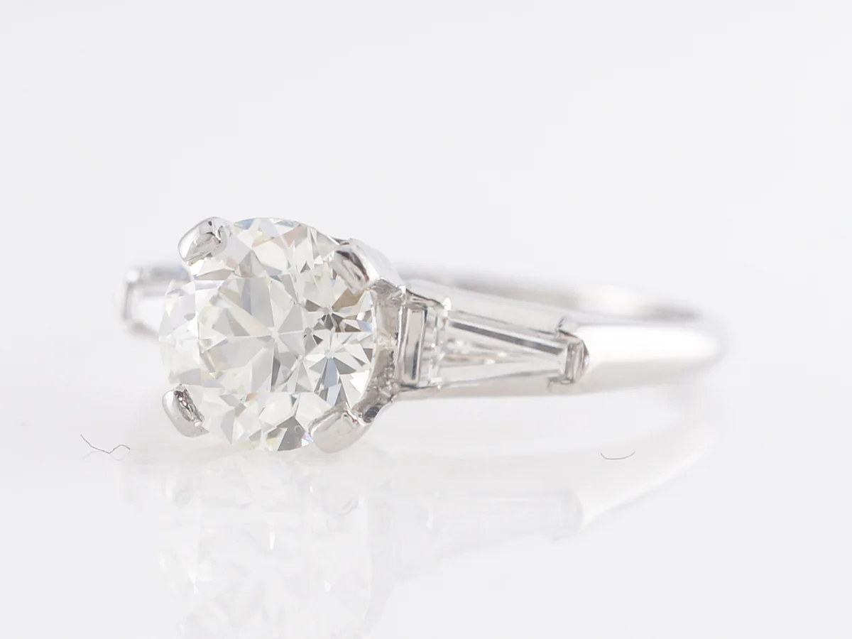 1.07 Mid-Century Round Diamond Engagement Ring in Platinum - Image 2