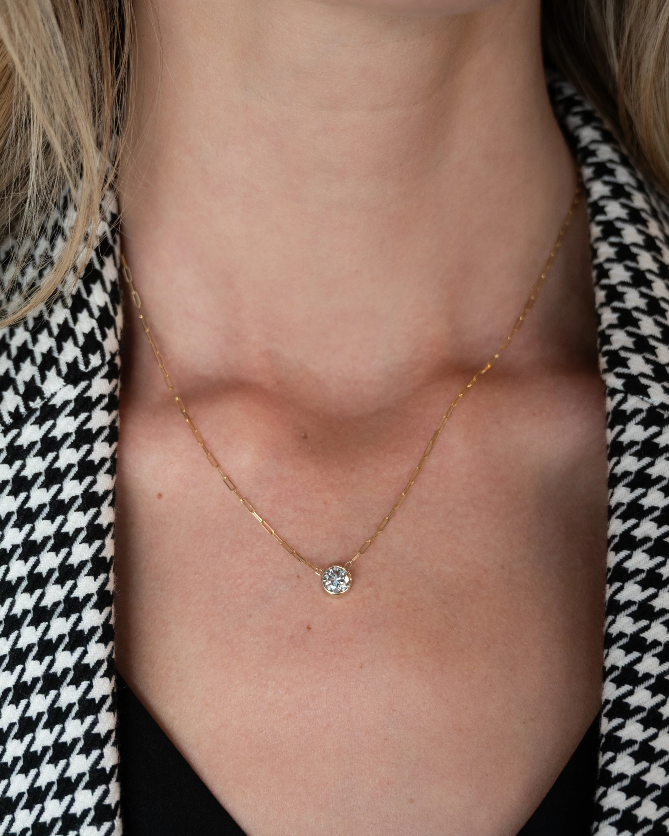 1.07 Round Brilliant Diamond Pendant Necklace 14k - Image 6