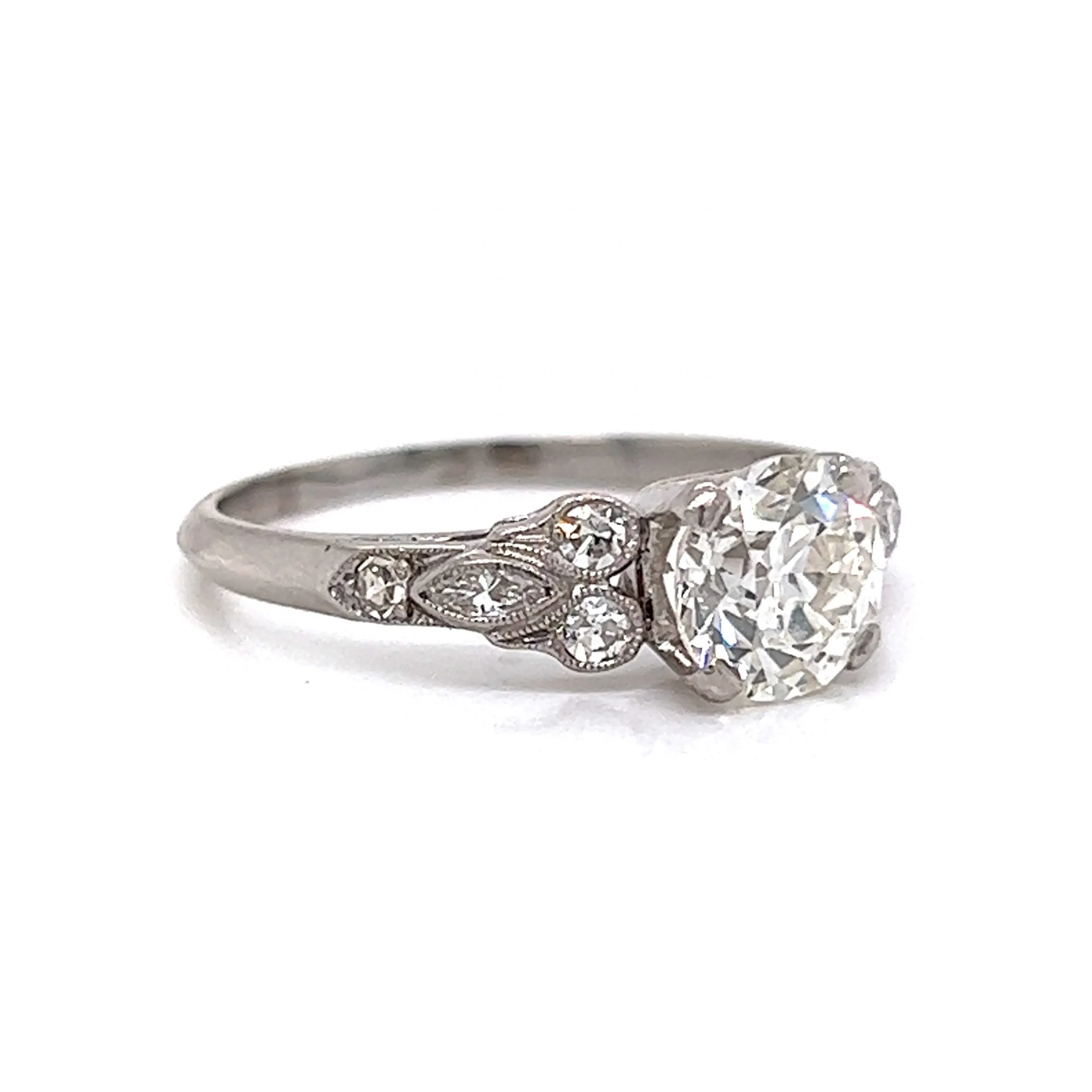 1.08 Antique Art Deco Diamond Engagement Ring in Platinum - Image 3