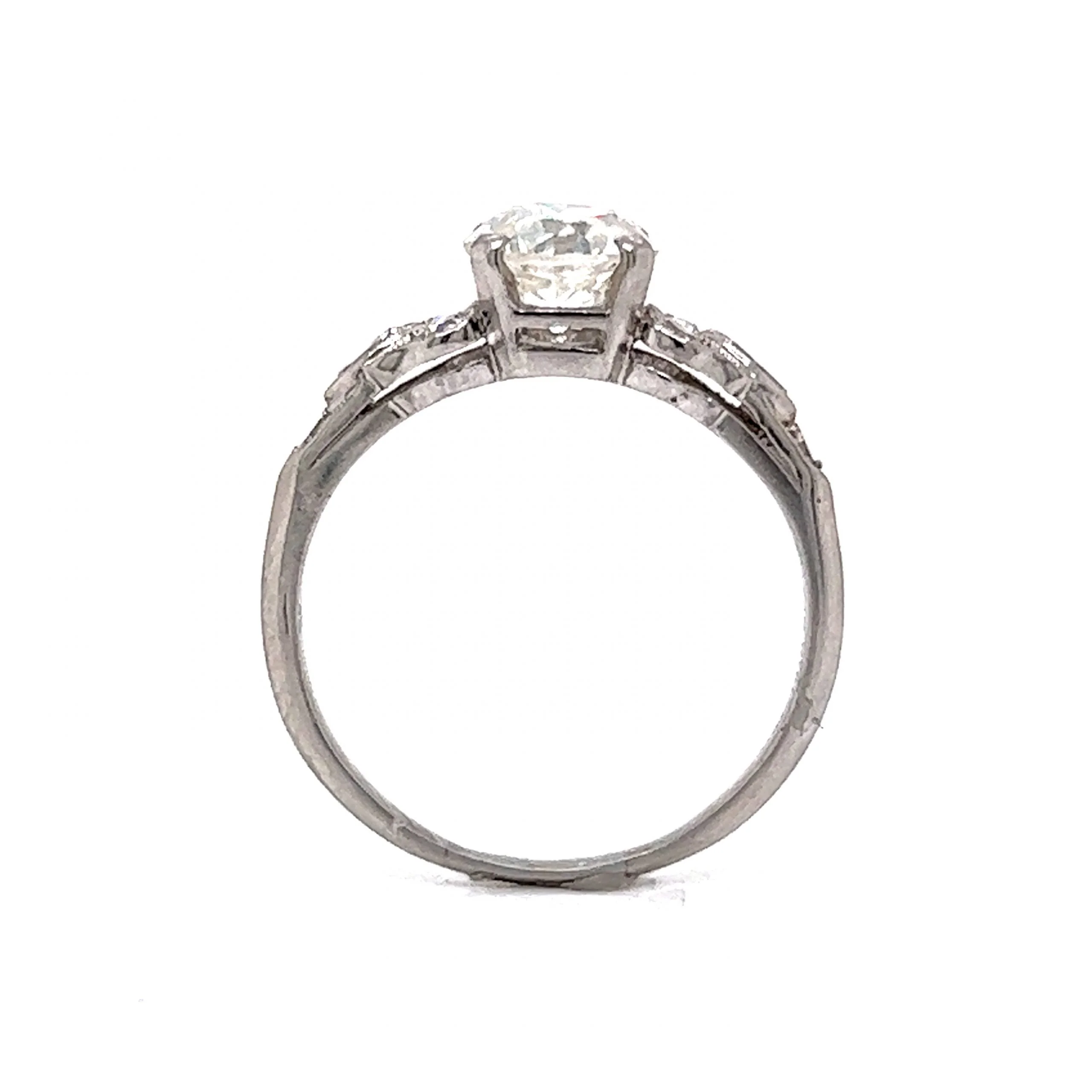 1.08 Antique Art Deco Diamond Engagement Ring in Platinum - Image 4