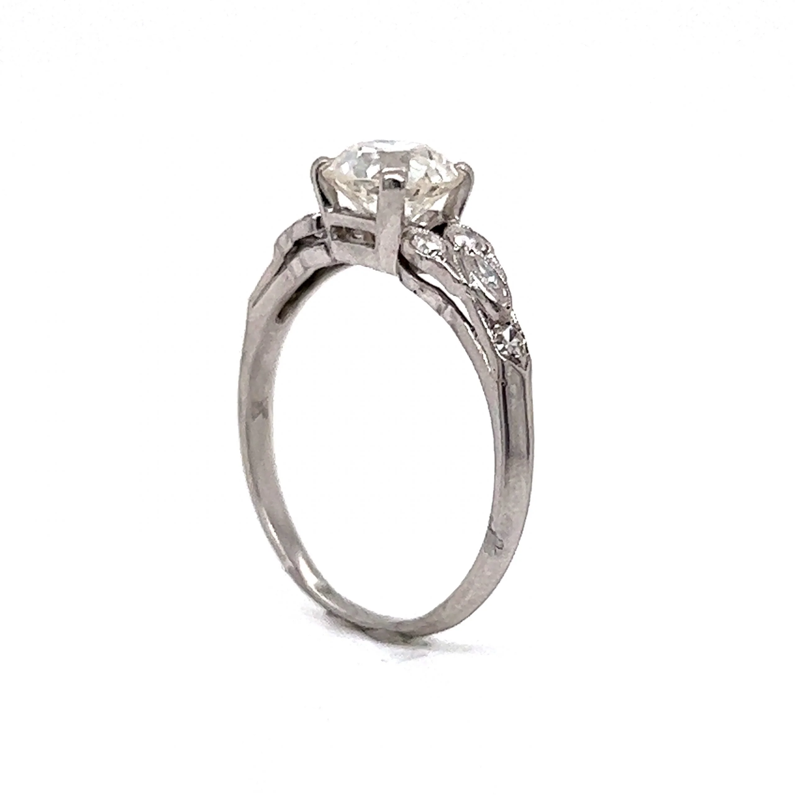 1.08 Antique Art Deco Diamond Engagement Ring in Platinum - Image 5
