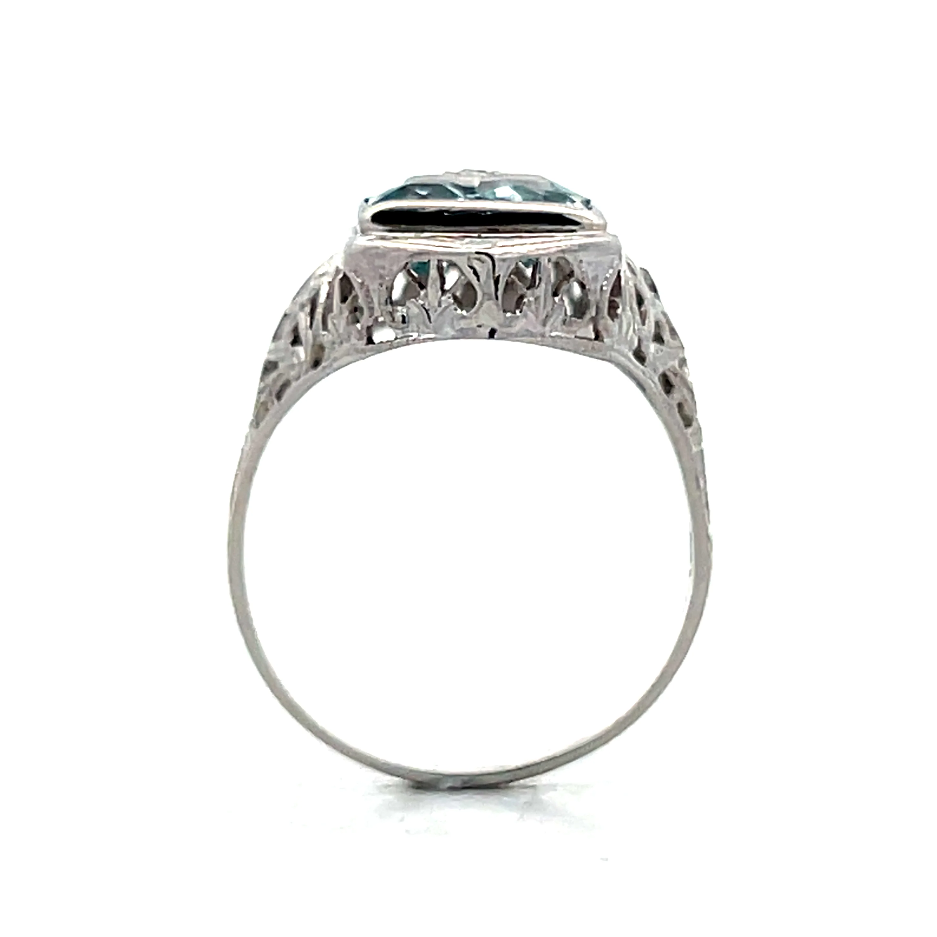 1.08 Antique Art Deco Shield Cut Aquamarine in 14k - Image 4