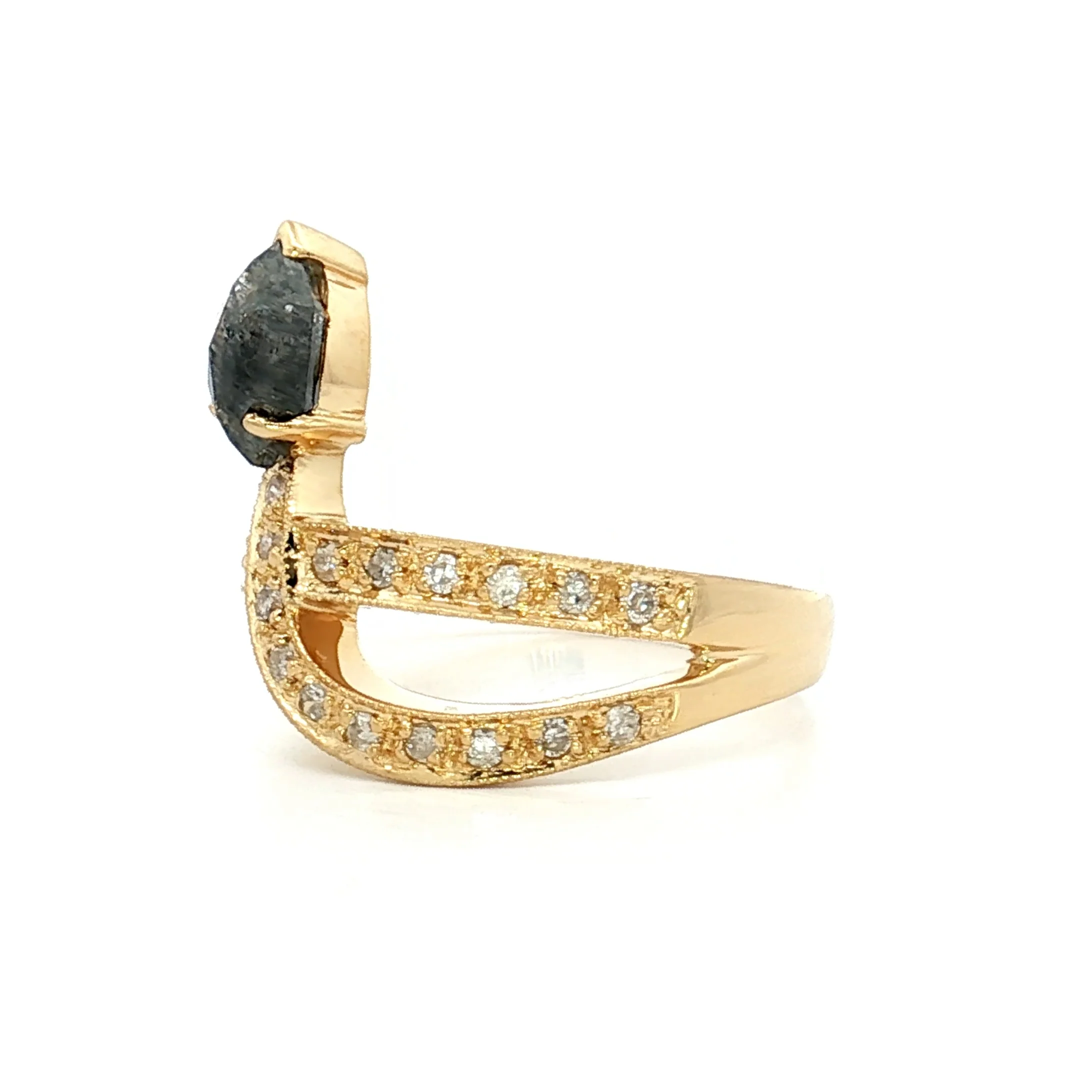 1.08 Hexagon Diamond Snake Ring 18k Yellow Gold - Image 2