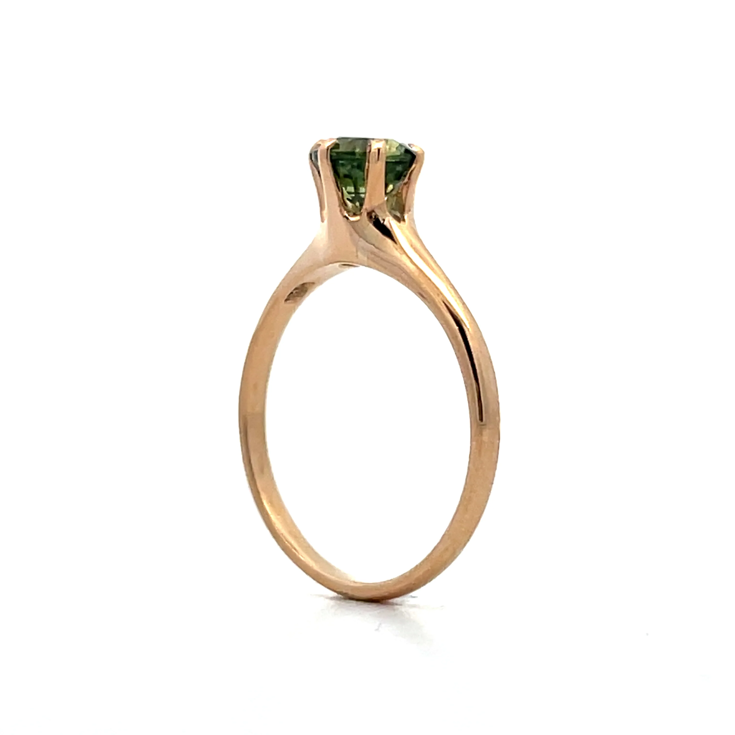 1.08 Victorian Teal Sapphire Engagement Ring in 14k - Image 5