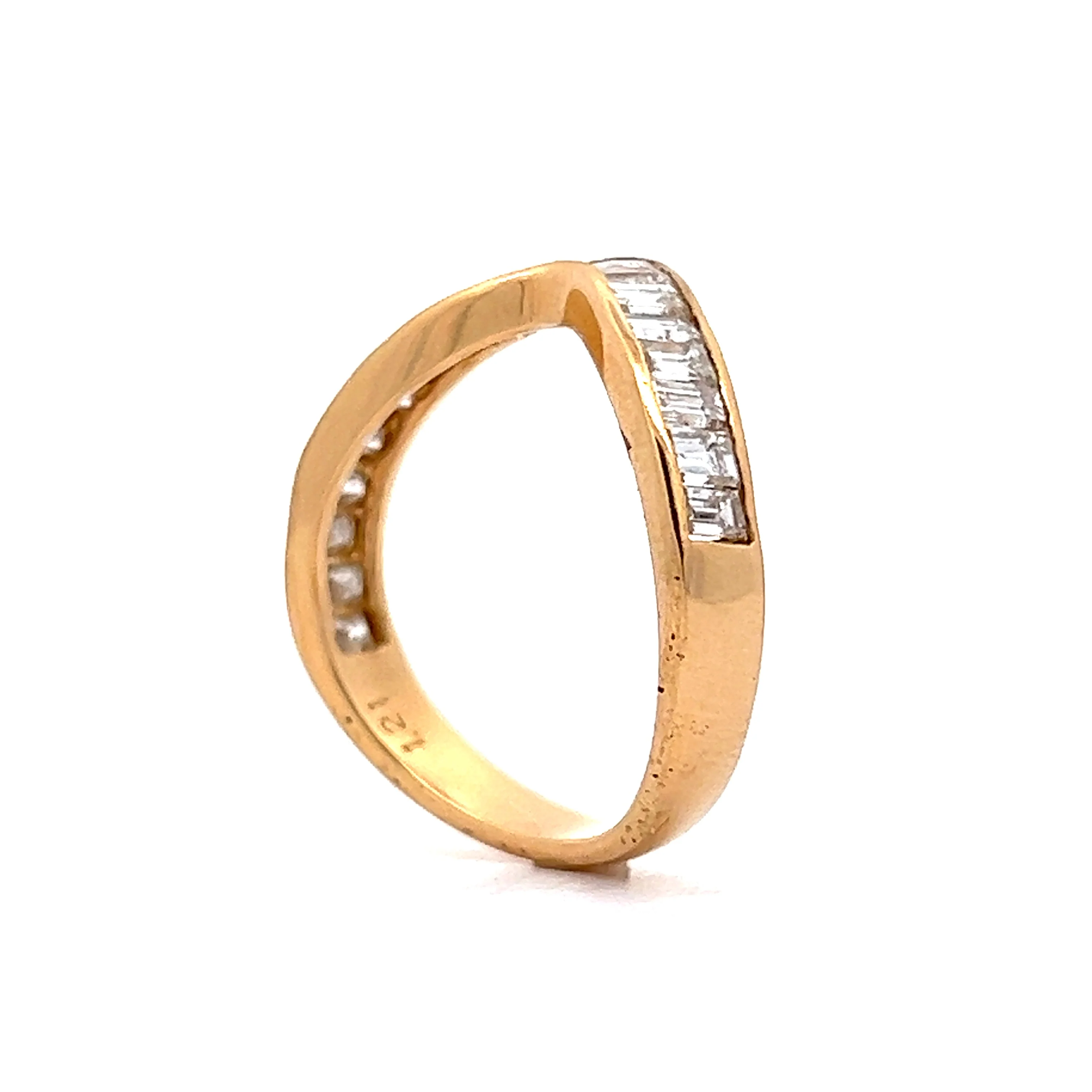 1.08 Baguette Diamond Contoured Wedding Band in 18k Yellow Gold - Image 5