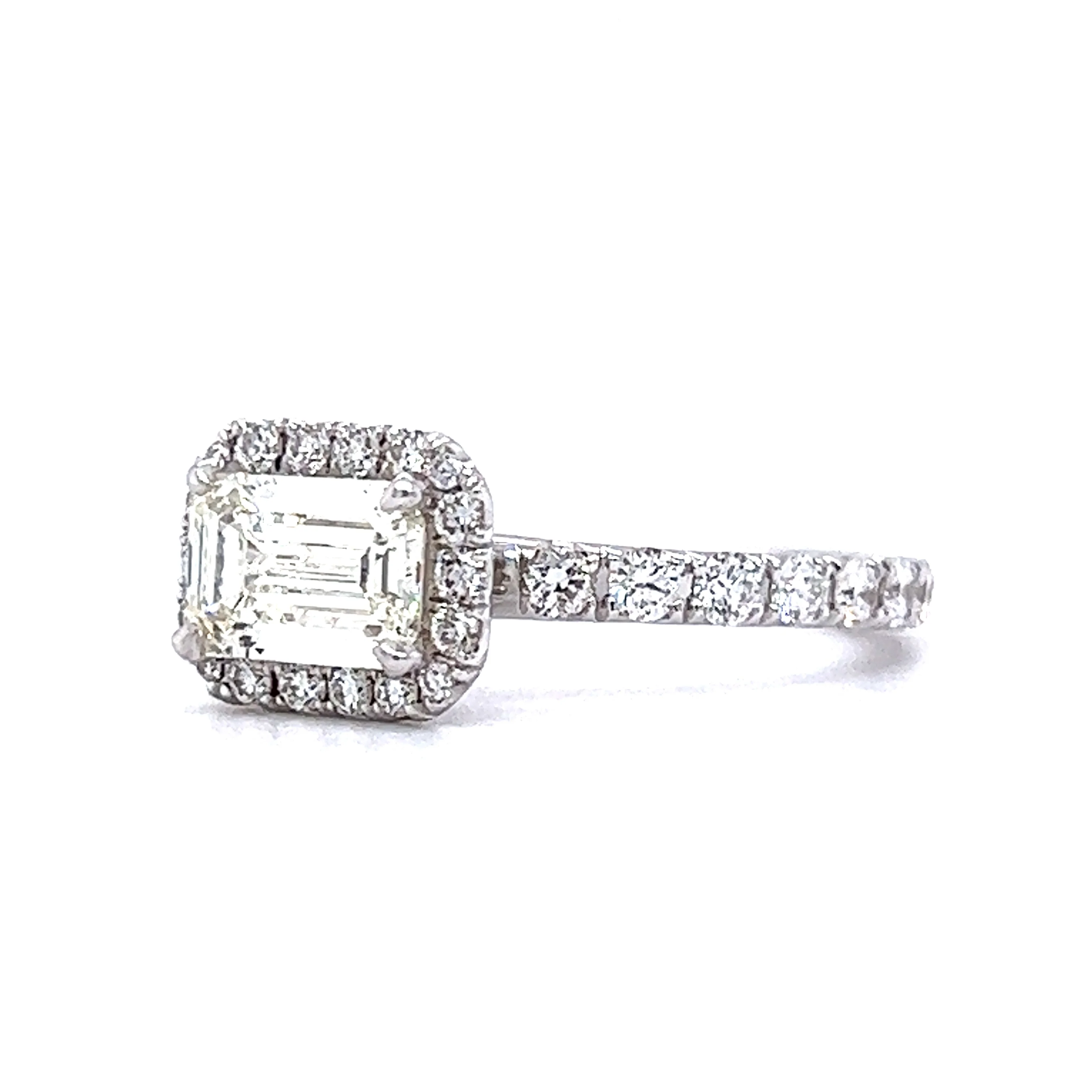1.09 Emerald Cut Diamond Engagement Ring in 18k White Gold - Image 2