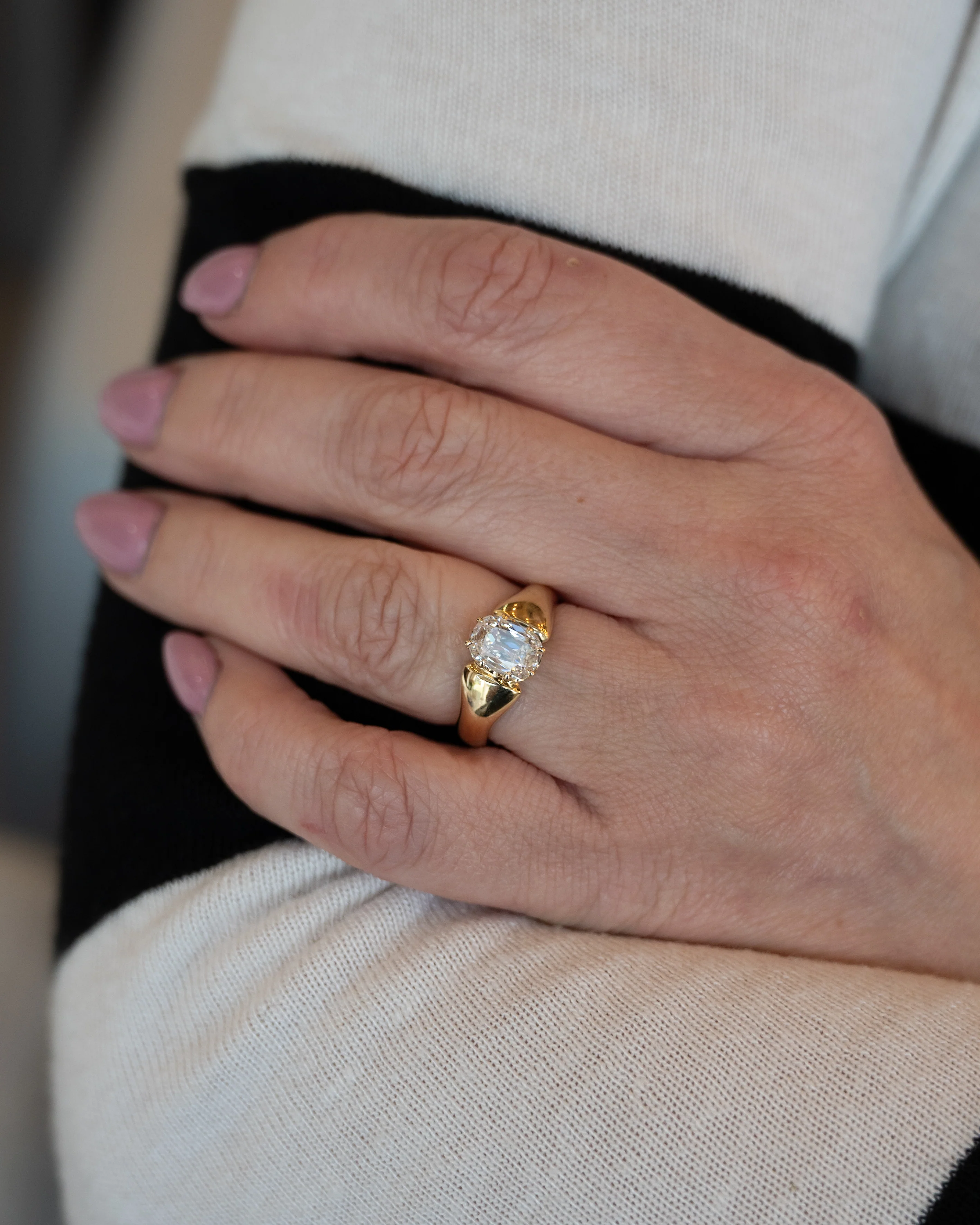 1.09 Old Mine Cushion Cut Diamond Engagement Ring 14k - Image 7