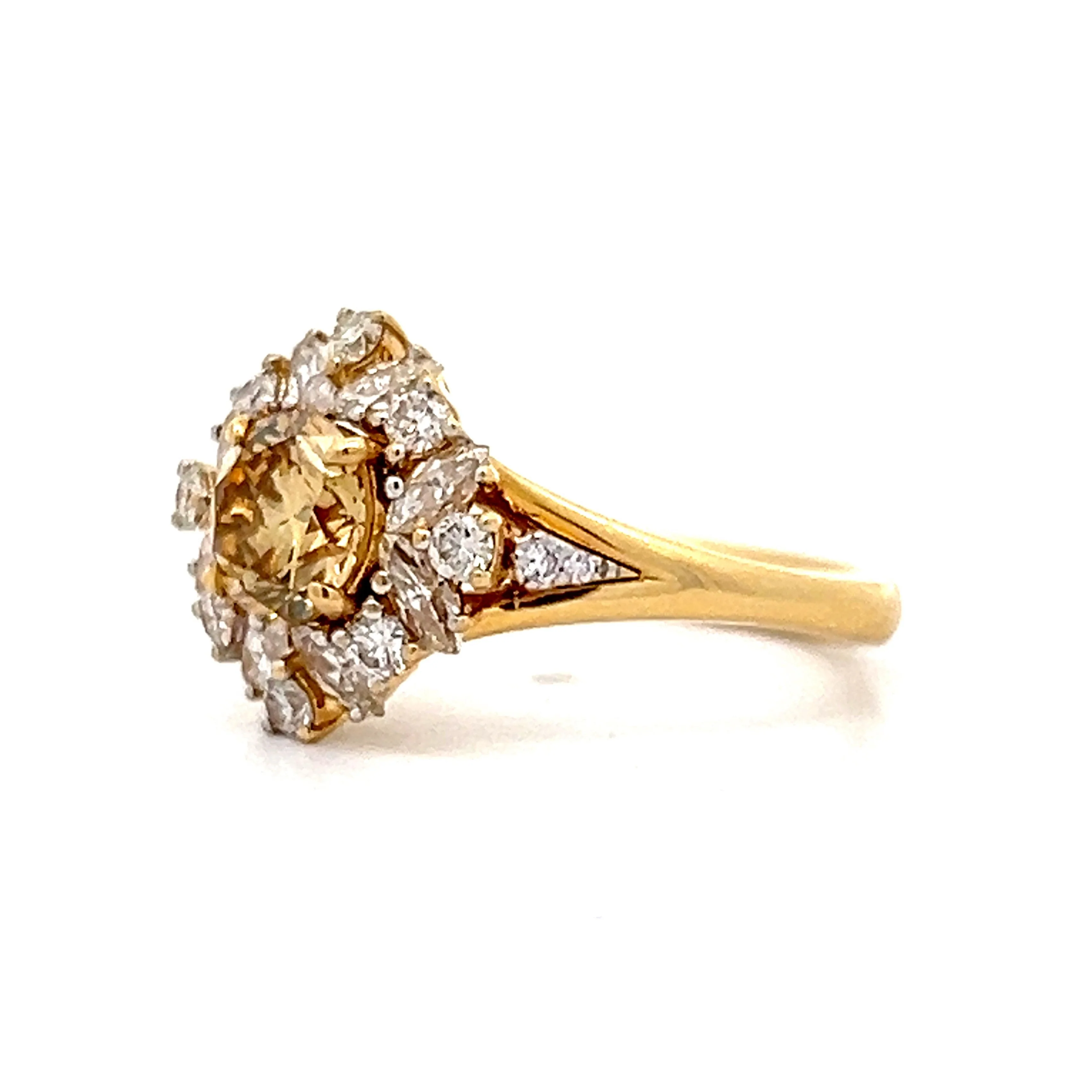 1.10 Cluster Diamond Ballerina Engagement Ring in 18k Yellow Gold - Image 2